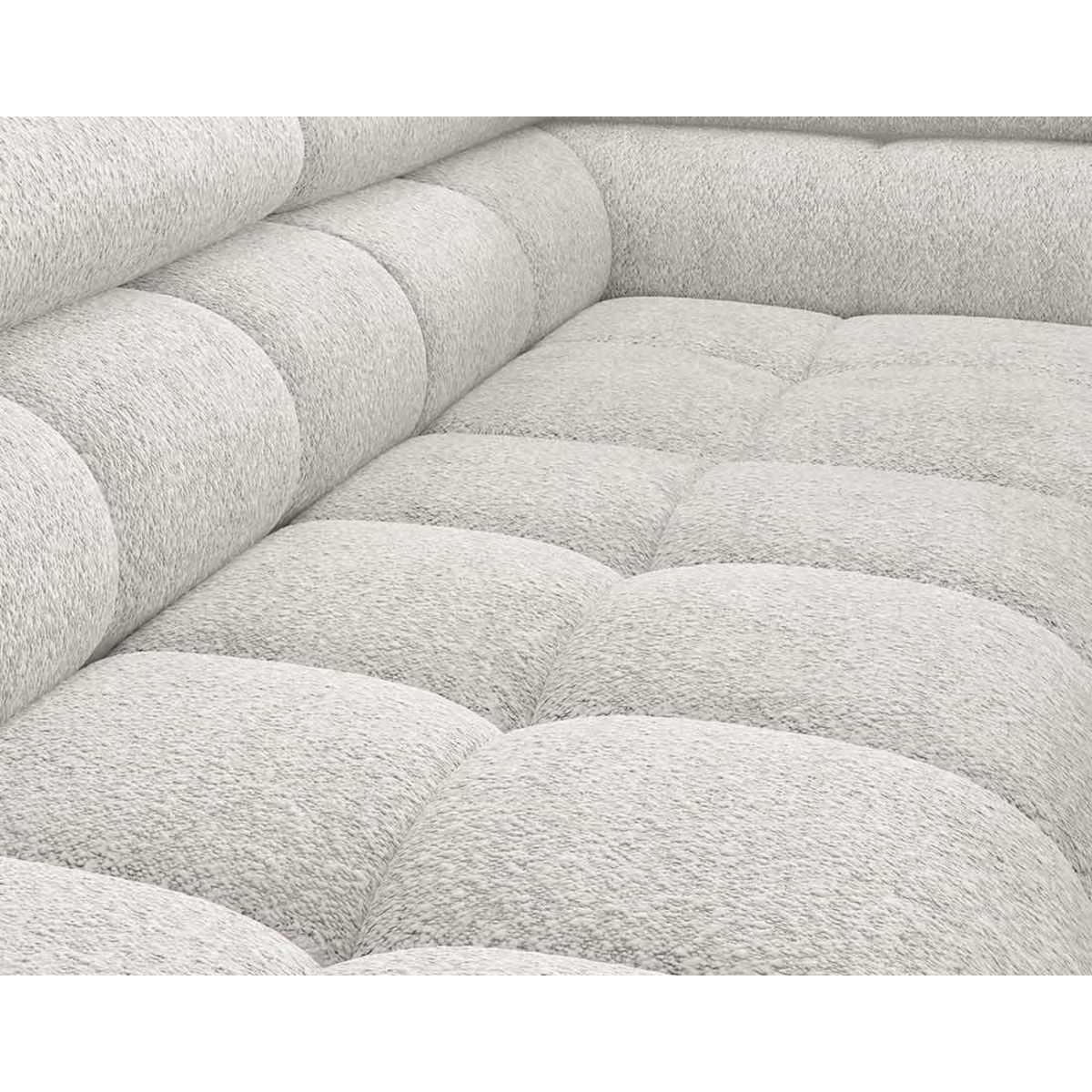 BEST MOBILIER Elisa - canapé d'angle droit 5 places convertible avec coffre et têtières réglables en tissu bouclette