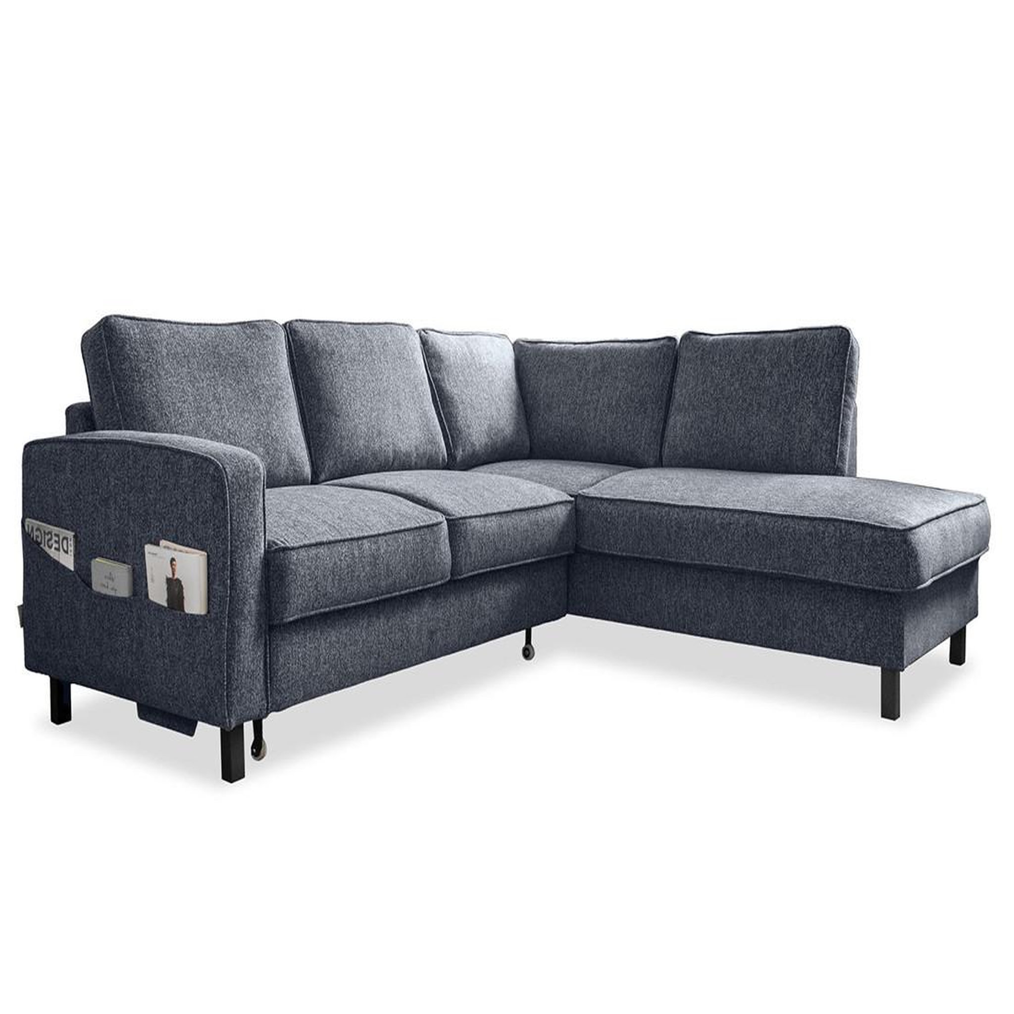 Voir la diapositive 1 : BEST MOBILIER Molly - canapé d'angle droit 5 places convertible en tissu