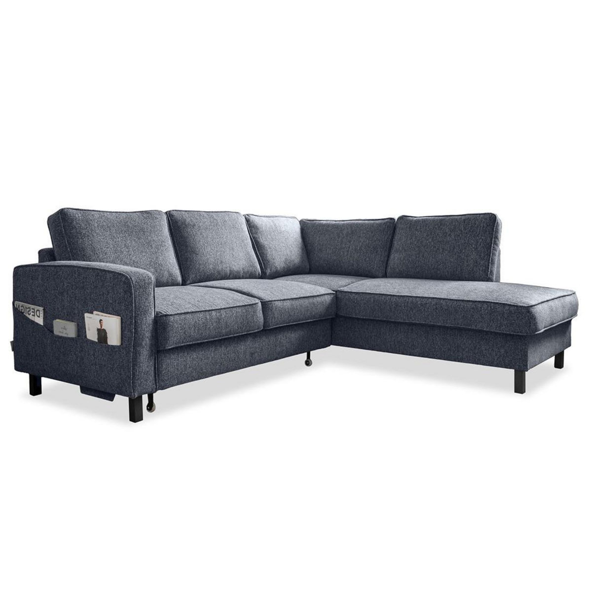 BEST MOBILIER Molly - canapé d'angle droit 5 places convertible en tissu