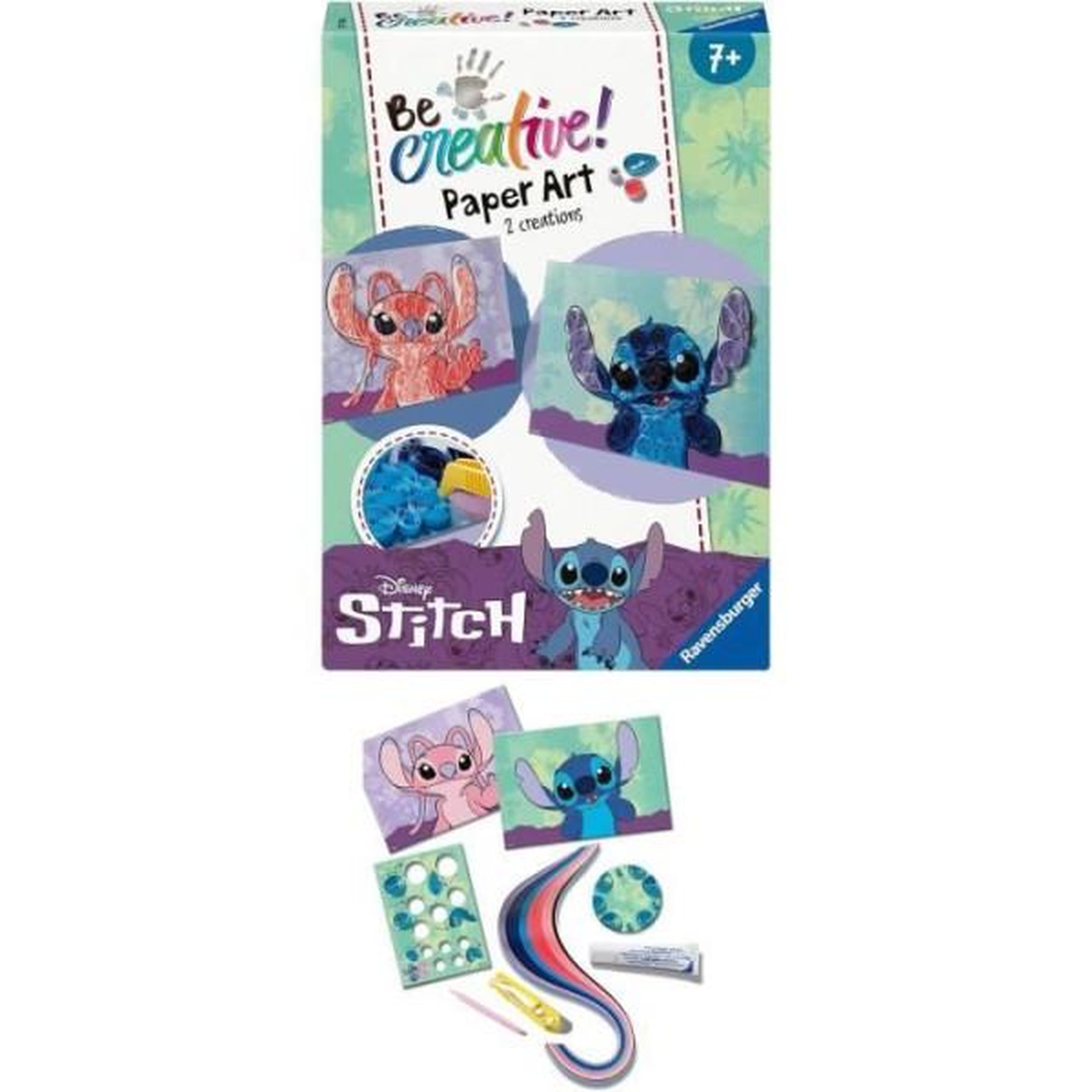 Voir la diapositive 2 : RAVENSBURGER Be creative quilling stitch, 2 réalisations tableaux, papier coloré, des 7 ans, 23750, ravensburger