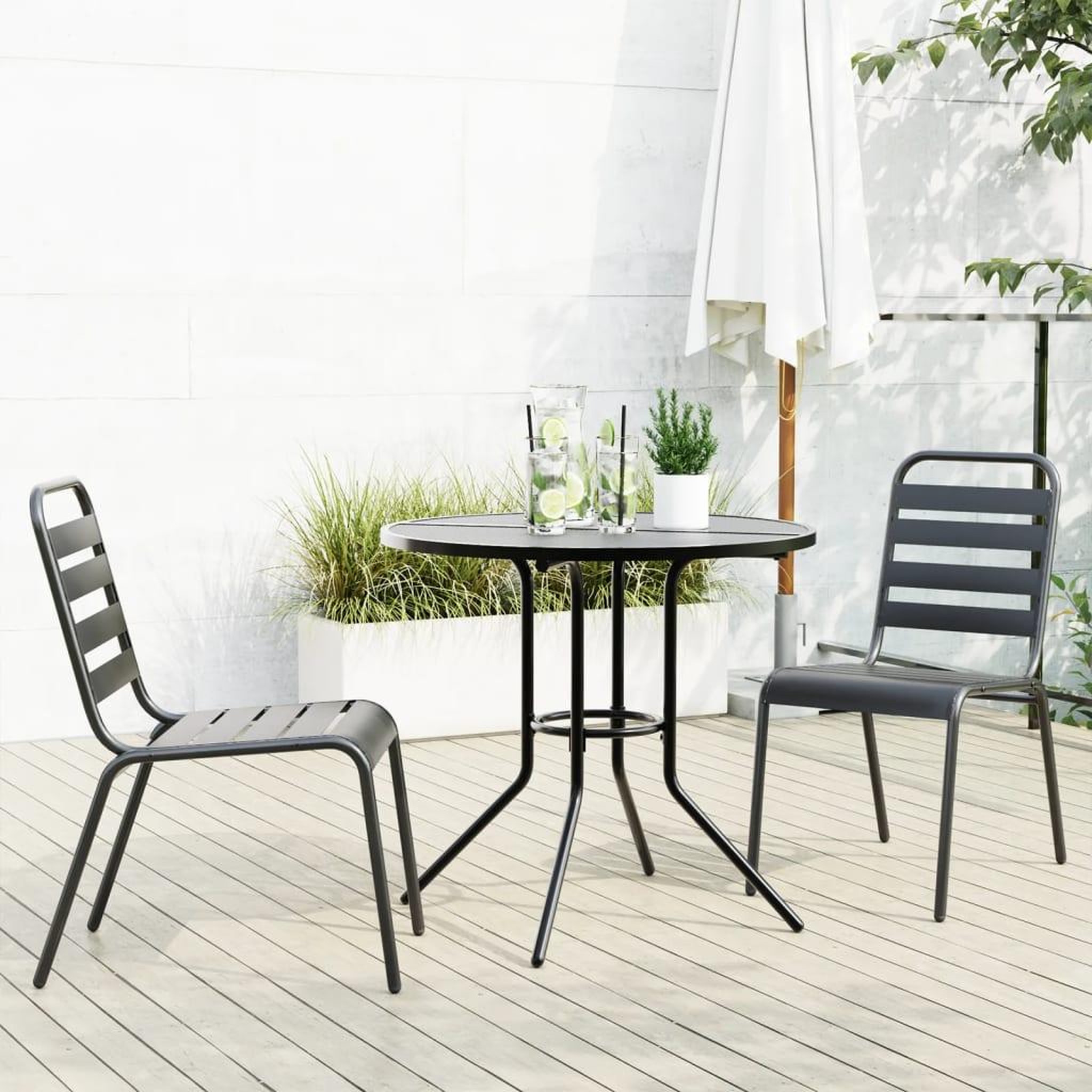 VIDAXL Ensemble de chaises de jardin empilables 3 pcs anthracite