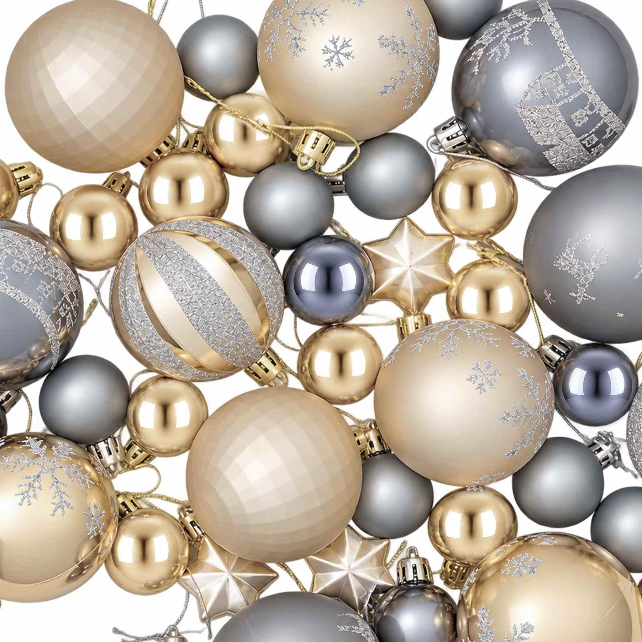 Voir la diapositive 6 : VIDAXL Ensemble de boules de Noël 88 pc Dore et gris Diam. 6 cm