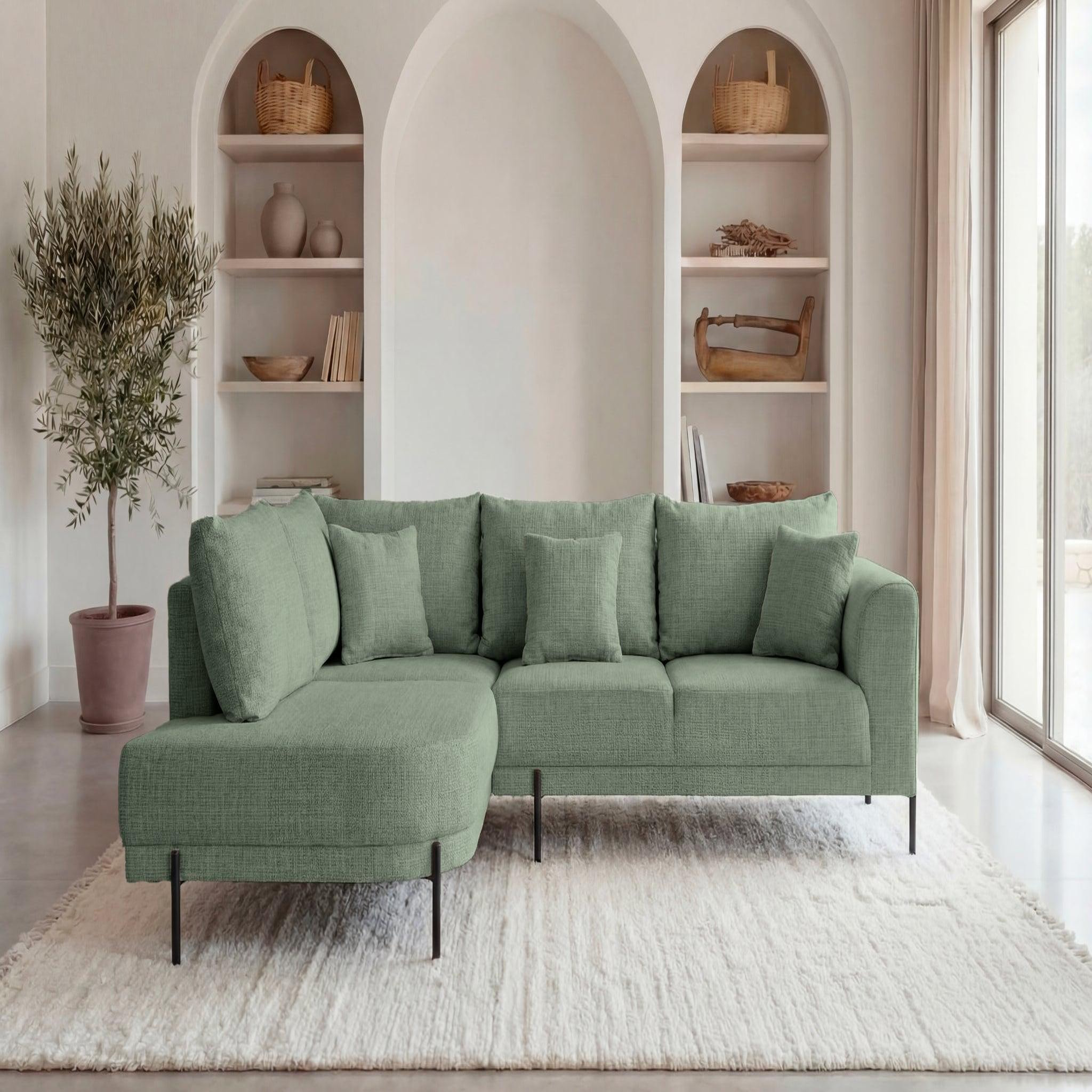 Voir la diapositive 2 : CASANOVA PARIS Bianca - canapé d'angle tissu chenille 4 places