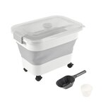 LOVE STORY Boite conteneur à croquettes pliable avec roues - Blanc