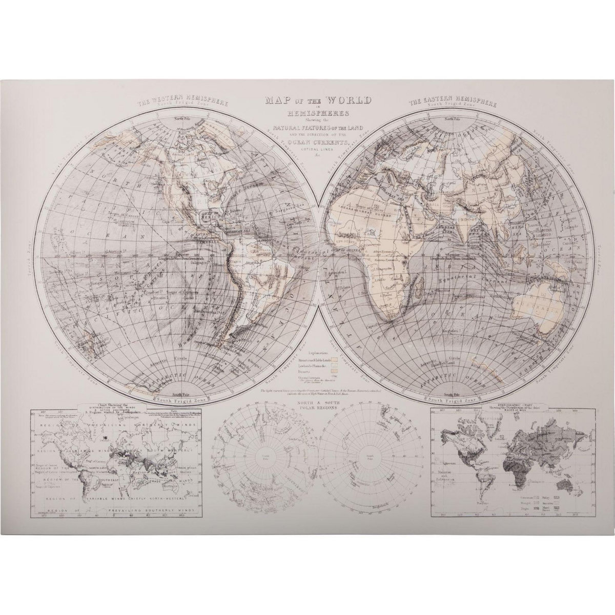 ATMOSPHERA Toile murale impression Monde - L. 58 x H. 78 cm - Marron
