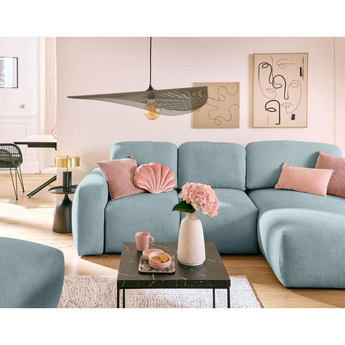 LISA DESIGN Sorrente - canapé d'angle réversible - convertible avec coffre - 4 places - en tissu texturé