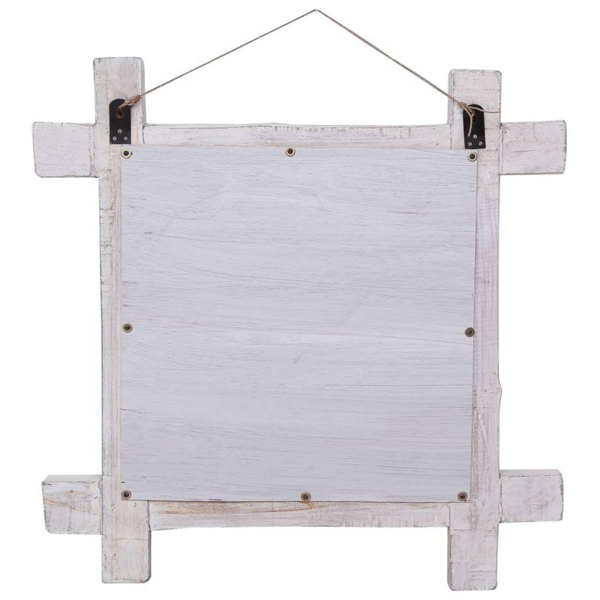 VIDAXL Miroir a buches Blanc 70x70 cm Bois de recuperation massif