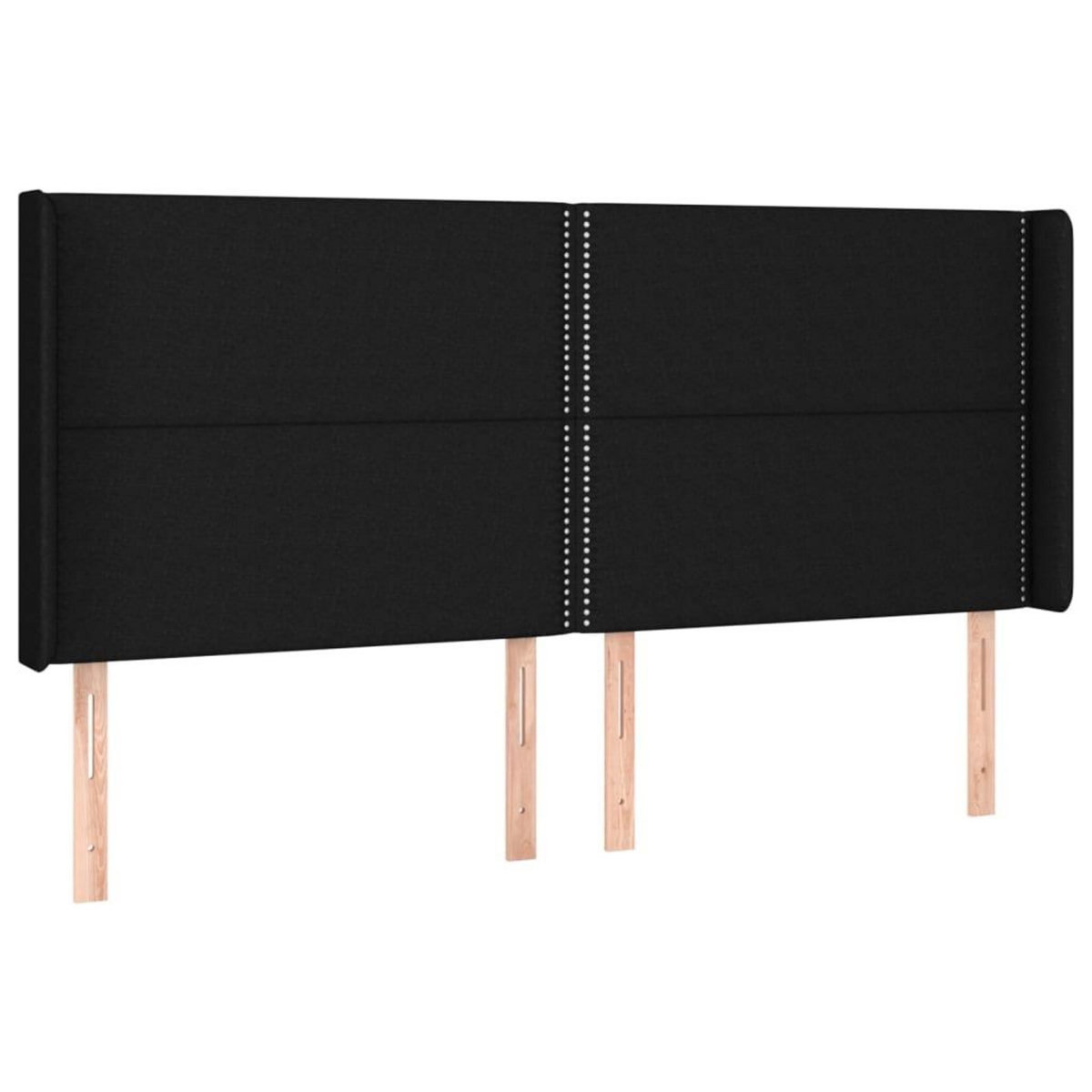 VIDAXL Tete de lit avec oreilles Noir 163x16x118/128 cm Tissu
