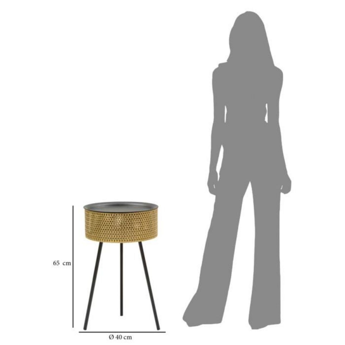 Paris Prix Table d'Appoint Avec Rangement  Glovy  65cm Or & Noir