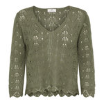 JACQUELINE DE YONG Pull Kaki Femme JDY Susi 3/4. Coloris disponibles : Vert