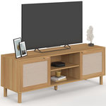 ID MARKET Meuble TV 140 cm ROBIN 2 portes bois et effet lin