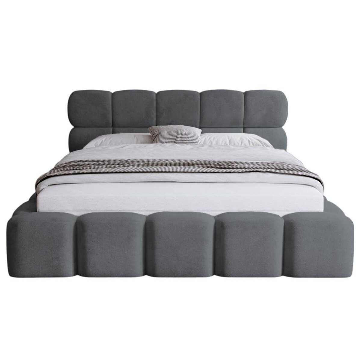 BEST MOBILIER Mariposa - lit coffre - 160x200 cm - sommier inclus - en velours