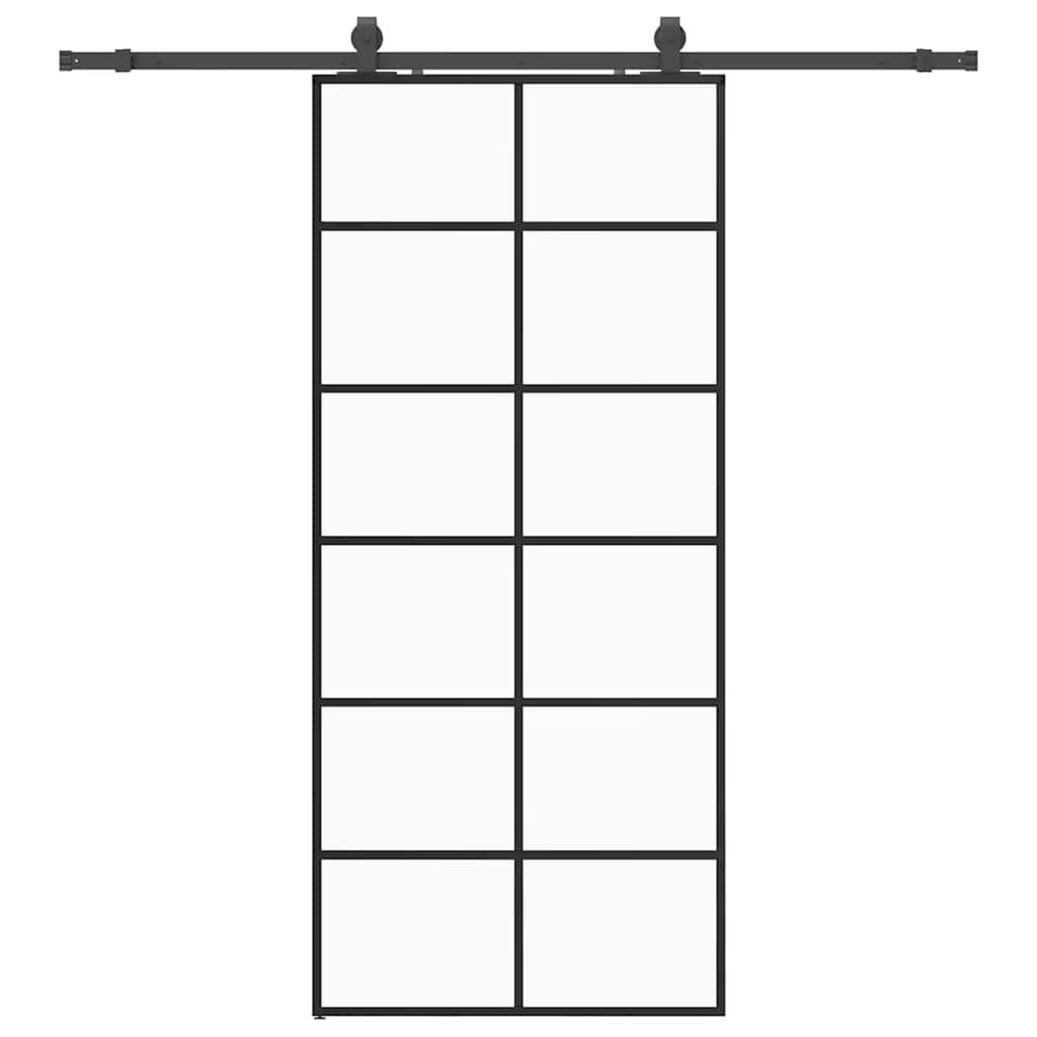 Voir la diapositive 2 : VIDAXL Porte coulissante kit de quincaillerie noir 90x205 cm verre ESG