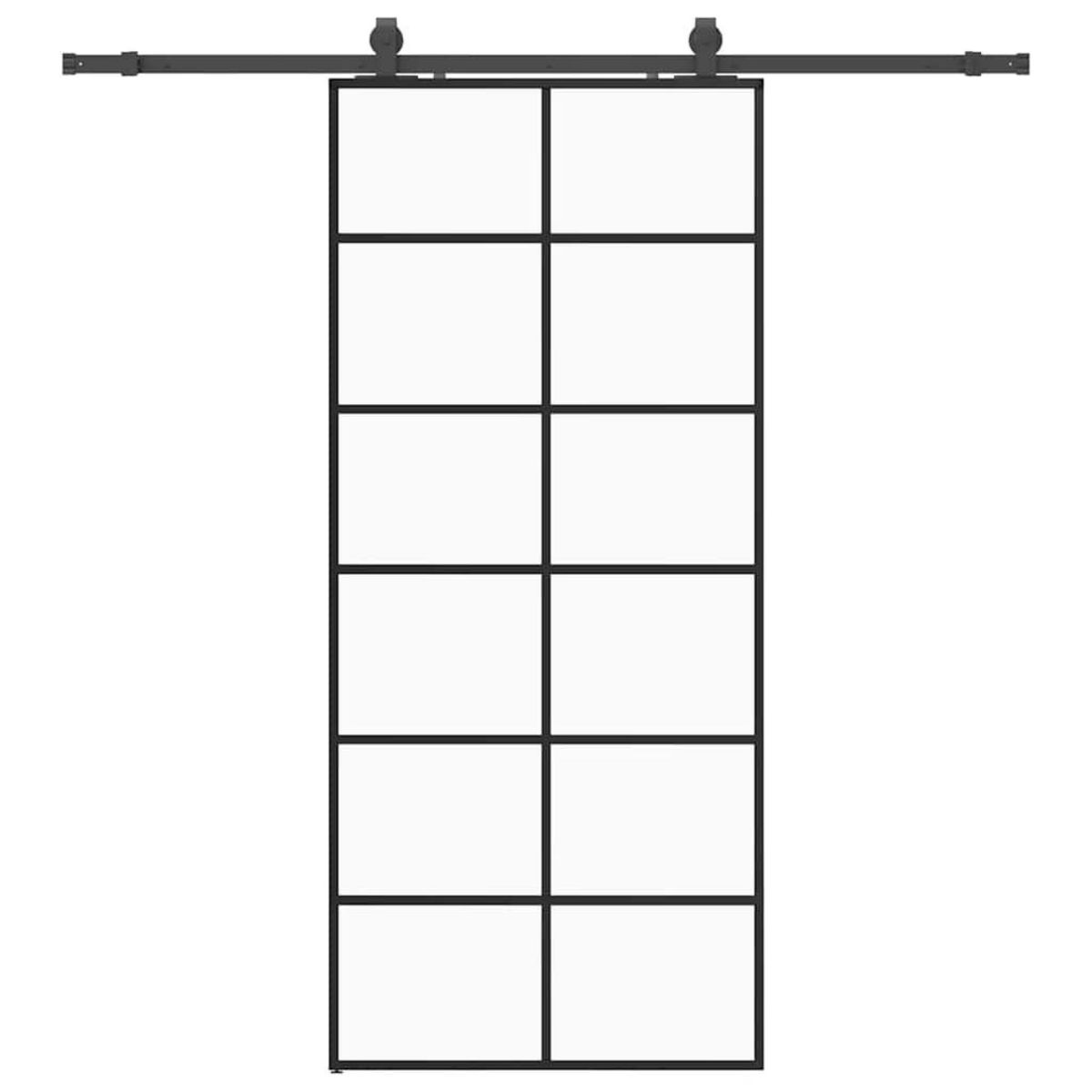 VIDAXL Porte coulissante kit de quincaillerie noir 90x205 cm verre ESG