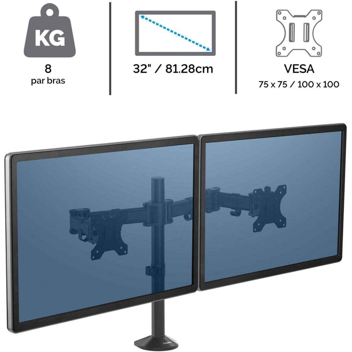 Fellowes Support écran PC Support Reflex double