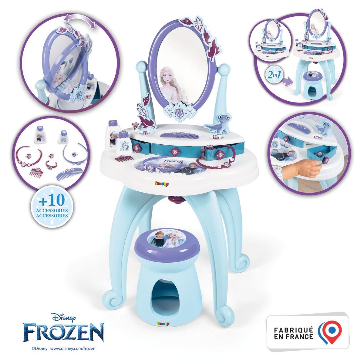 SMOBY Coiffeuse 2 en 1 Reine des Neiges 