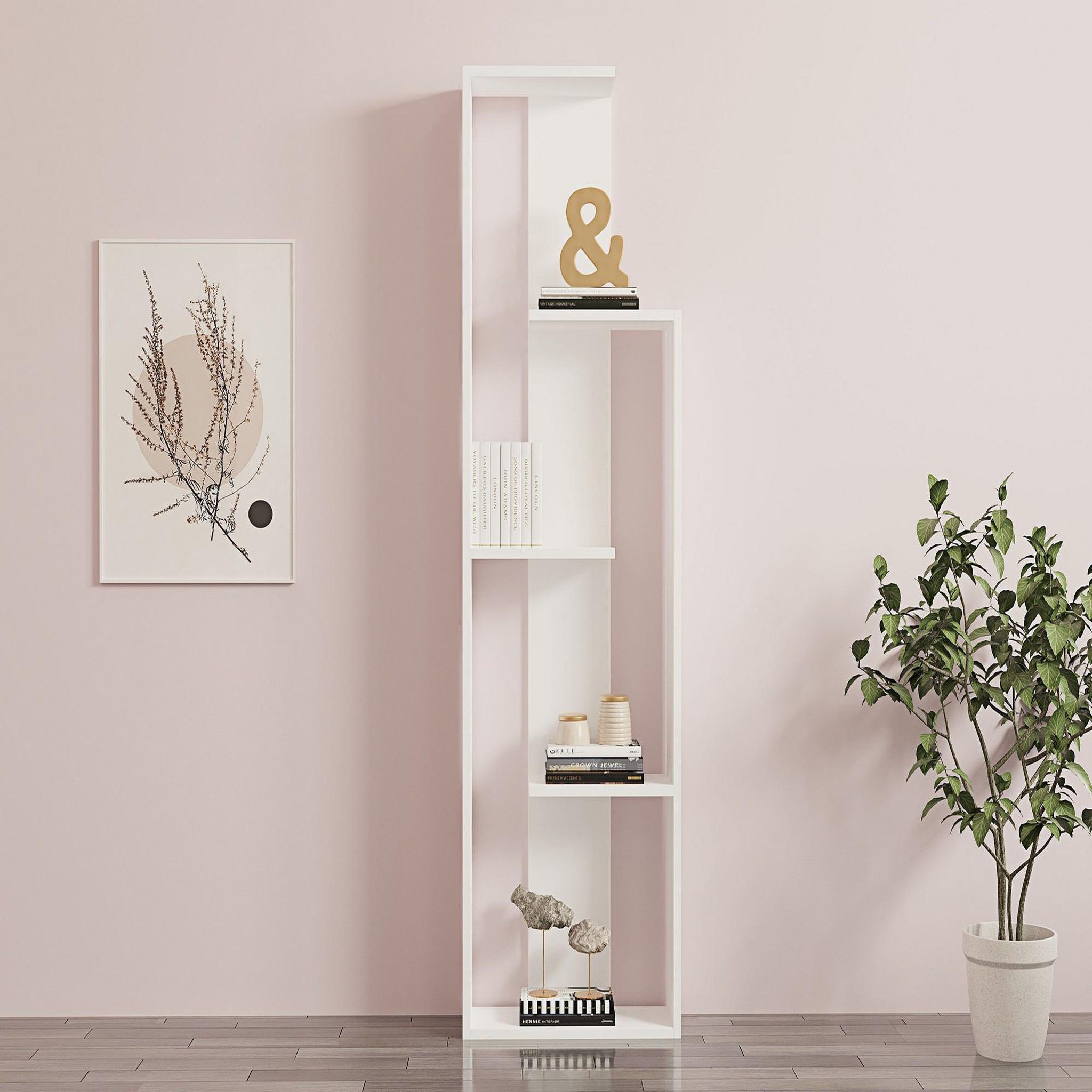 Voir la diapositive 3 : Habitat et Jardin Bibliothèque en bois  Wand  - 50 x 19 x 160 cm - Blanc