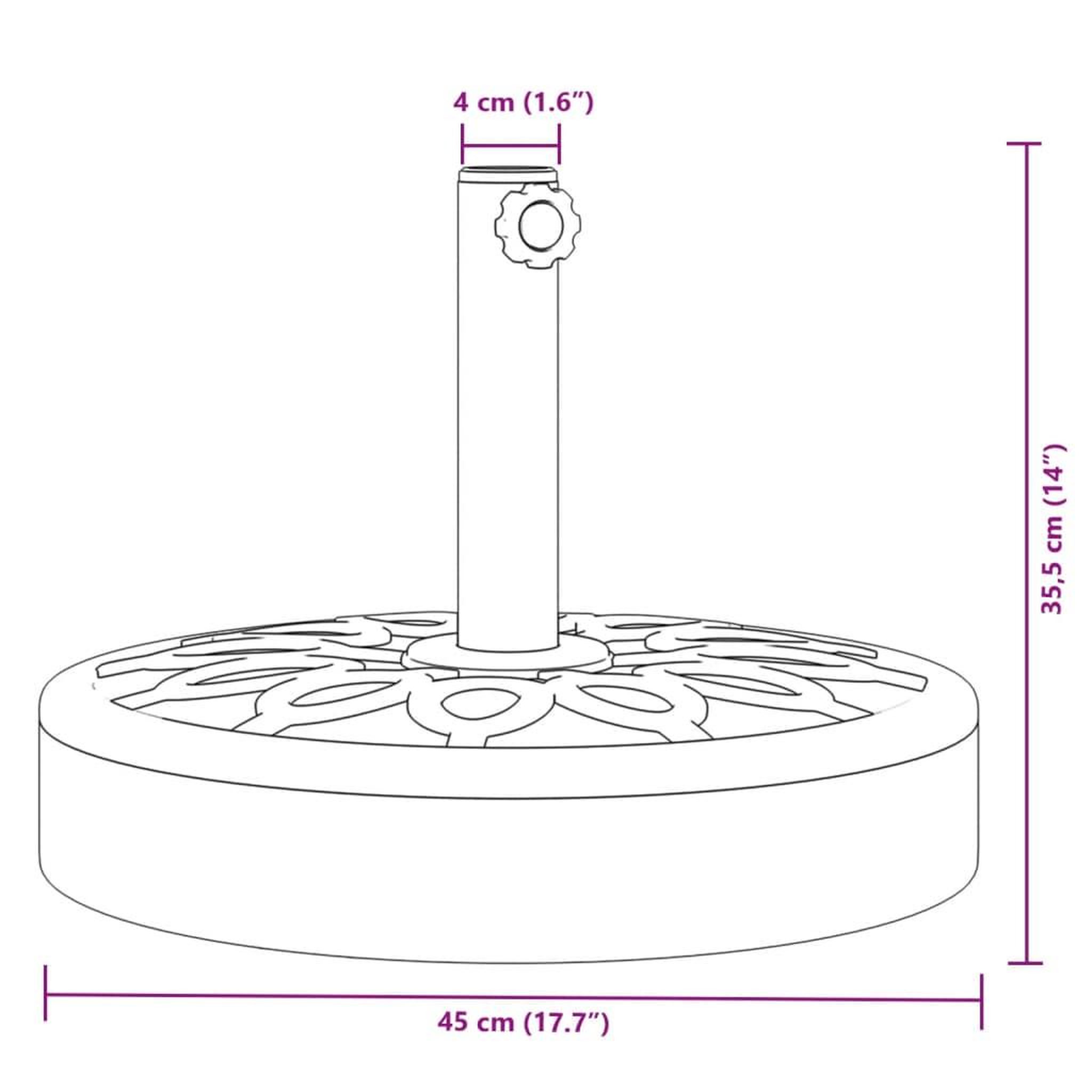 Voir la diapositive 6 : VIDAXL Base de parasol pour mats Ø38 / 48 mm 25 kg rond