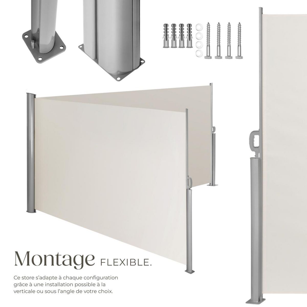 tectake Store latéral double en Aluminium beige