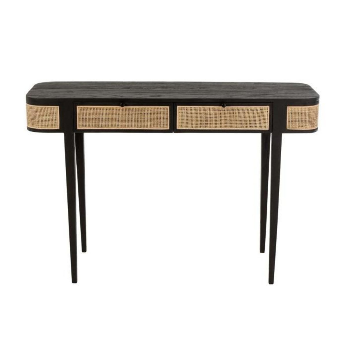 Paris Prix Console 2 Tiroirs en Bois  Molly  120cm Noir & Beige