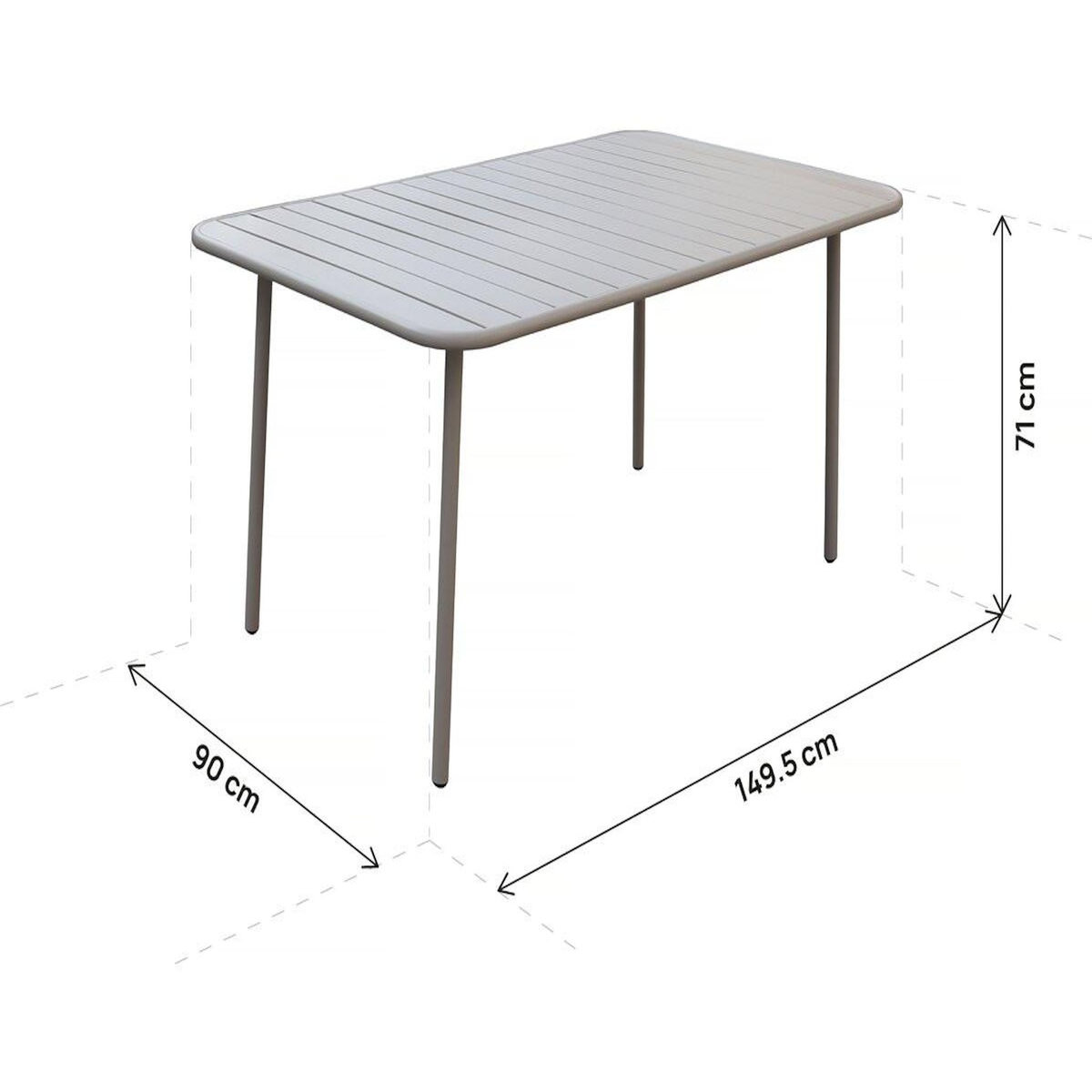 Habitat et Jardin Table jardin en métal  Bilbao  - 150 x 90 x 71 cm - Taupe