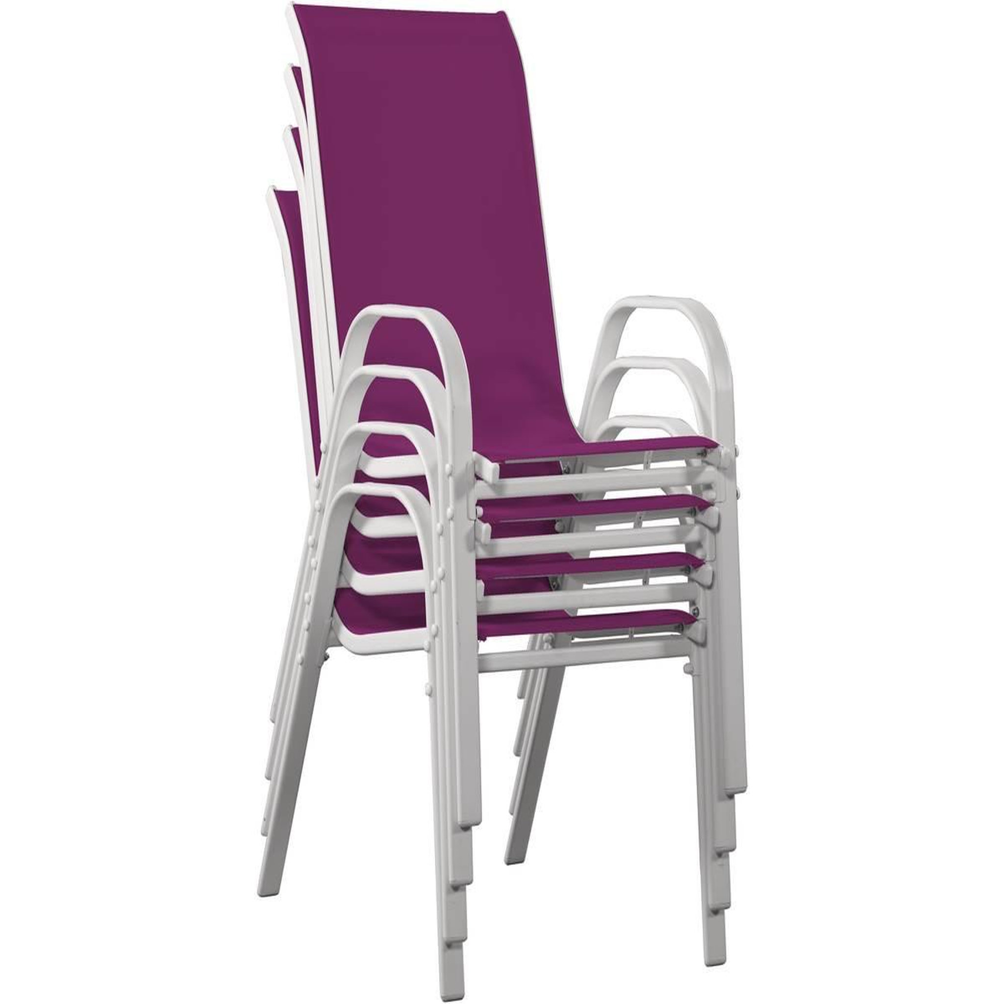 Voir la diapositive 4 : Habitat et Jardin Fauteuil jardin textilène  cordoba  - phoenix - rose - lot de 4