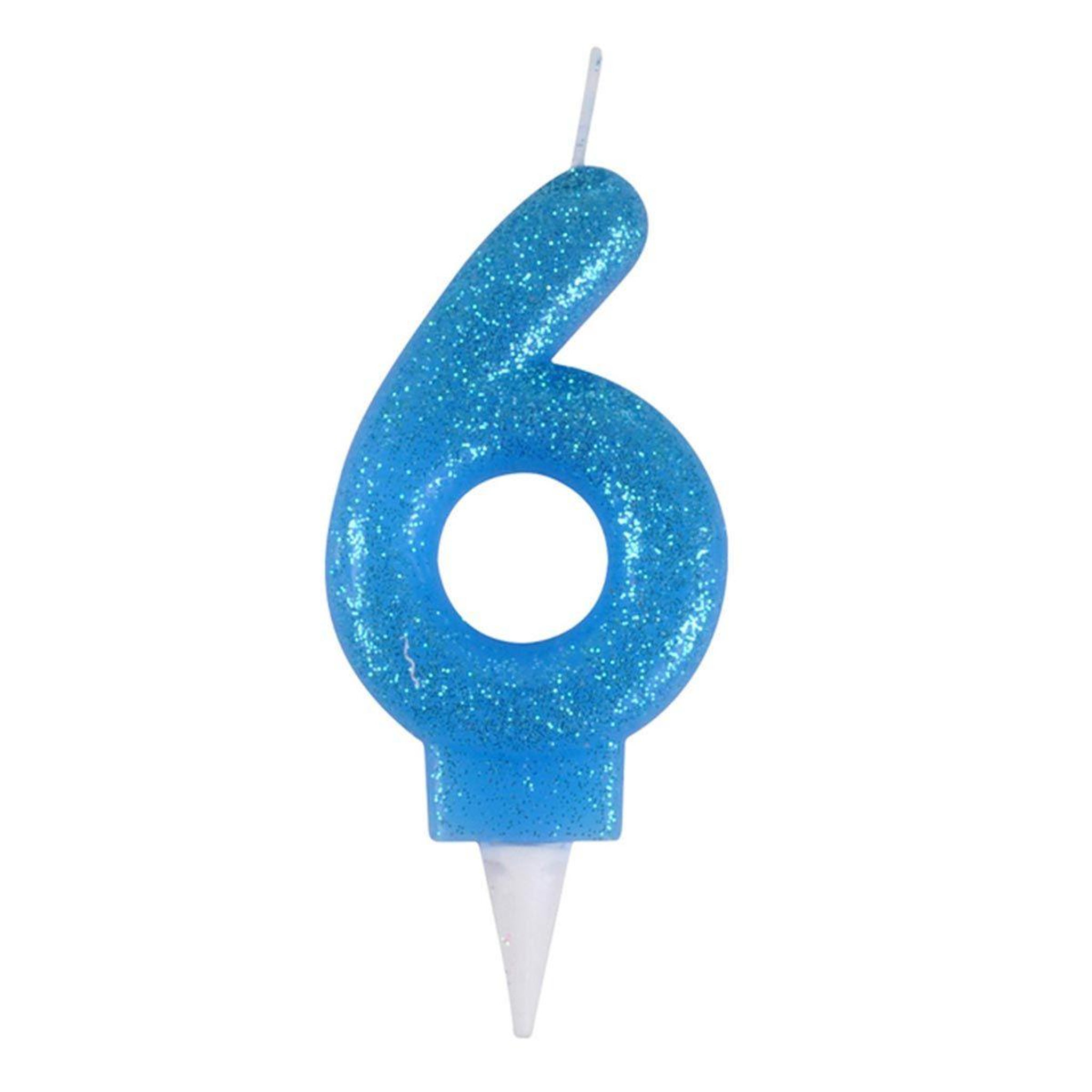 HOMEA Bougie d'Anniversaire Paillette  Chiffre 6  7cm Bleu
