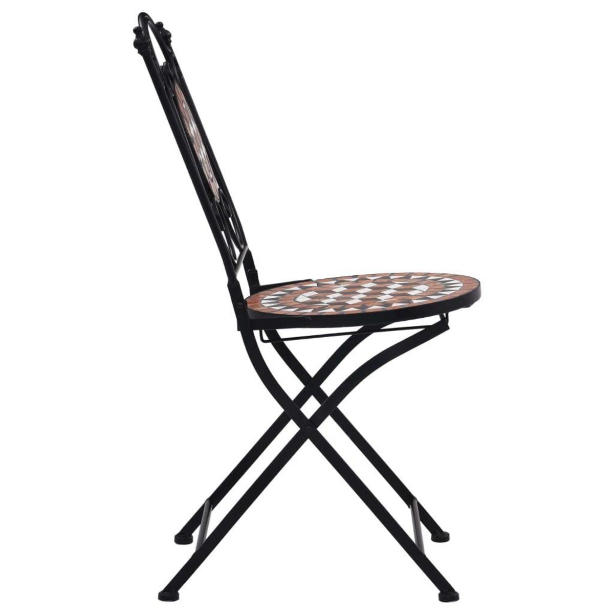 VIDAXL Chaises de bistrot mosaïque lot de 2 Marron Ceramique