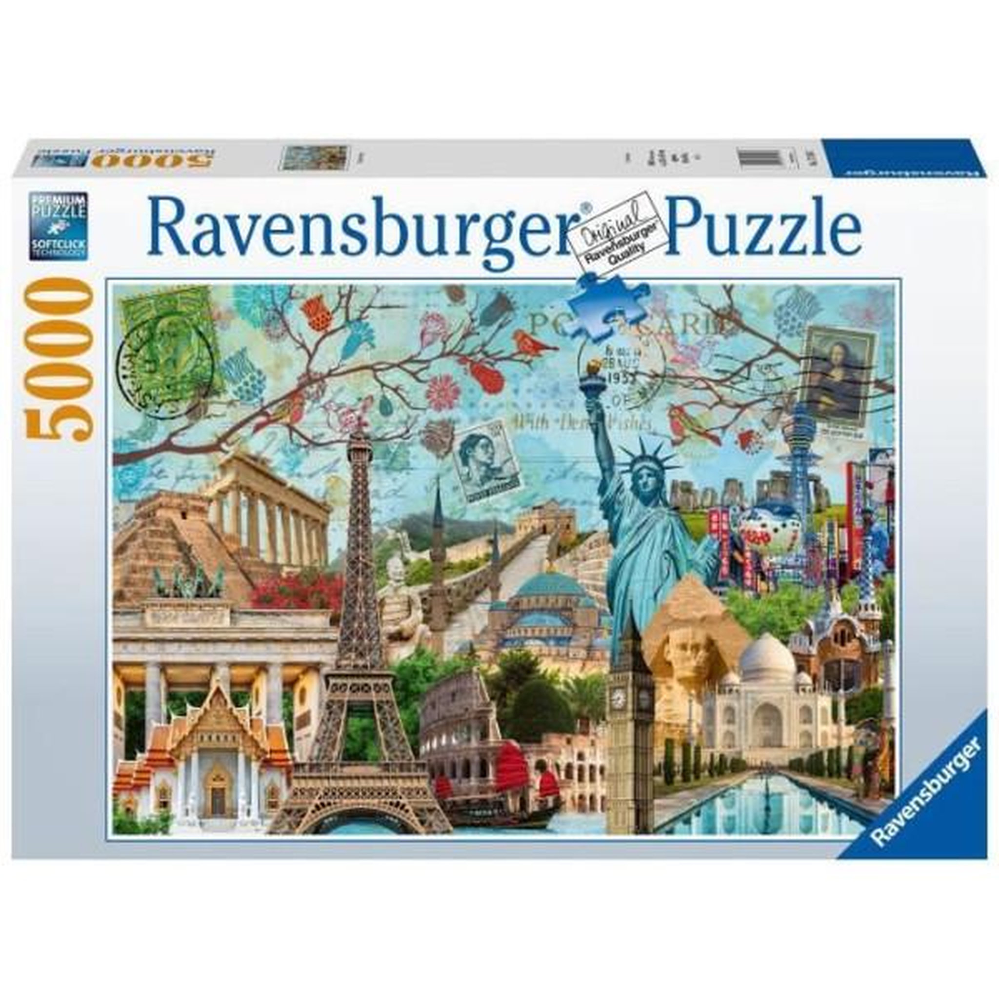 Voir la diapositive 3 : RAVENSBURGER Ravensburger - Puzzle 5000 p - Carte postale des monuments - A partir de 14 ans