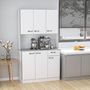 Voir la diapositive 2 : HOMCOM Buffet haut multi-rangement - 6 portes, tiroir, grand plateau - dim. 101L x 39l x 180H cm - panneaux particules blanc gris