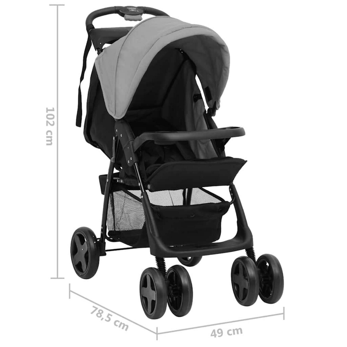 VIDAXL Poussette pour bebe 2-en-1 Gris clair et noir Acier