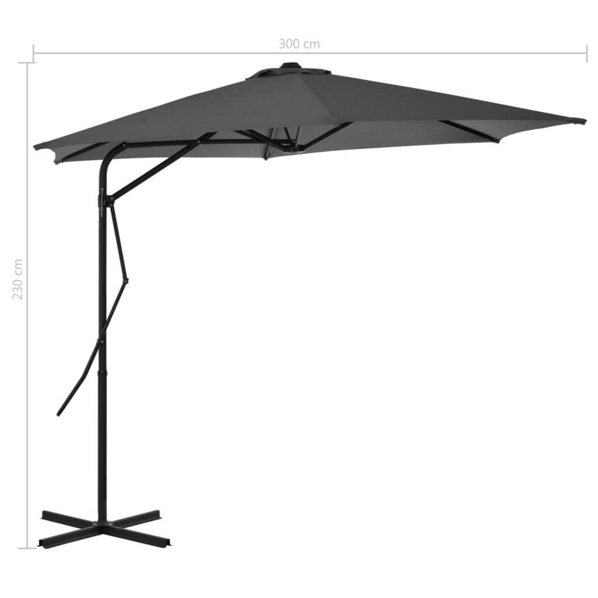 VIDAXL Parasol d'exterieur avec poteau en acier 300 cm Anthracite