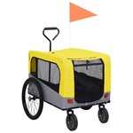 VIDAXL Remorque de velo pour chiens et poussette 2-en-1 jaune et gris
