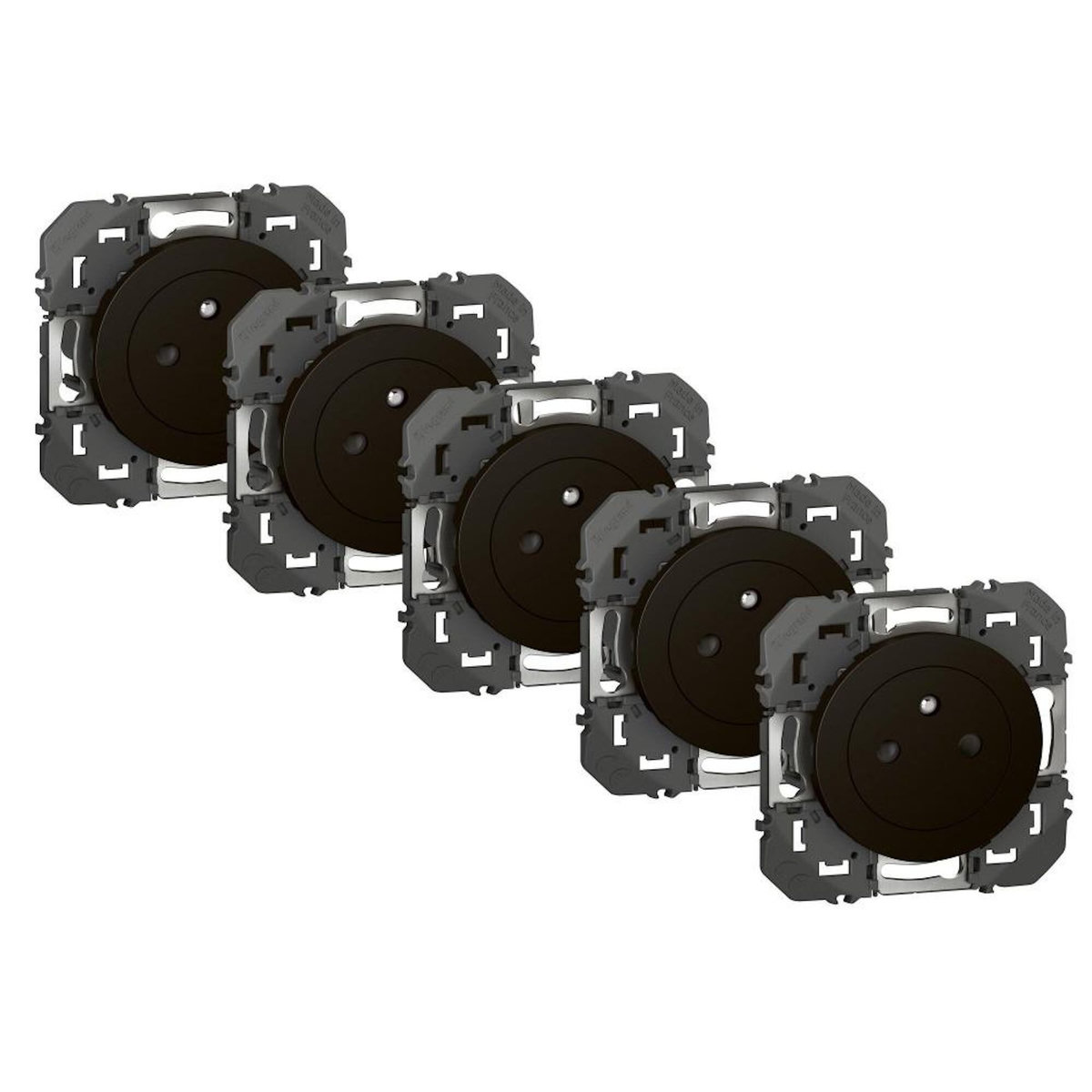 Legrand Lot de 5 prises avec terre, à assembler Dooxie, LEGRAND, noir