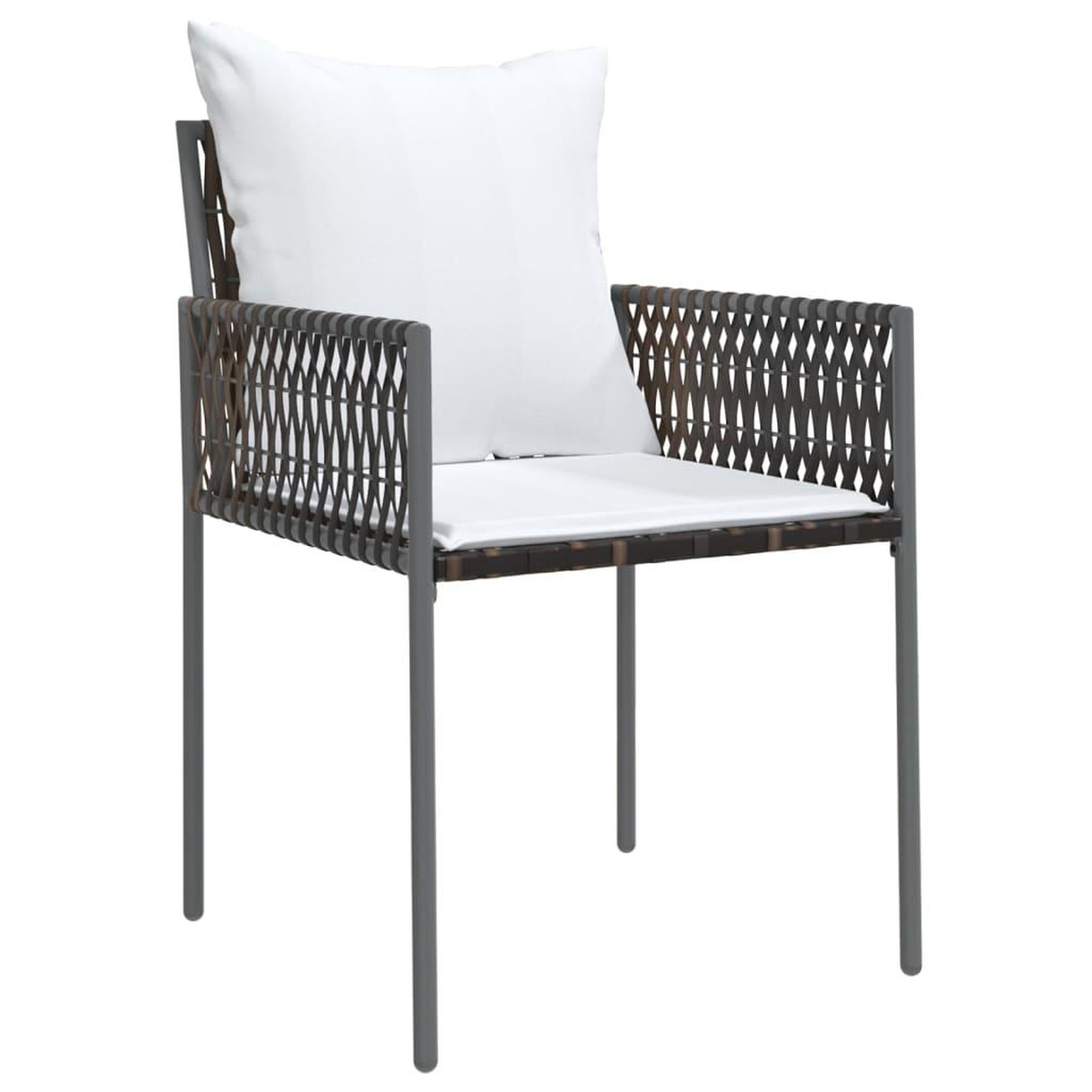 Voir la diapositive 5 : VIDAXL Ensemble a manger de jardin 3 pcs coussins resine tressee acier