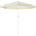 OUTSUNNY Parasol inclinable de jardin style bohème à franges polyester haute densité crème