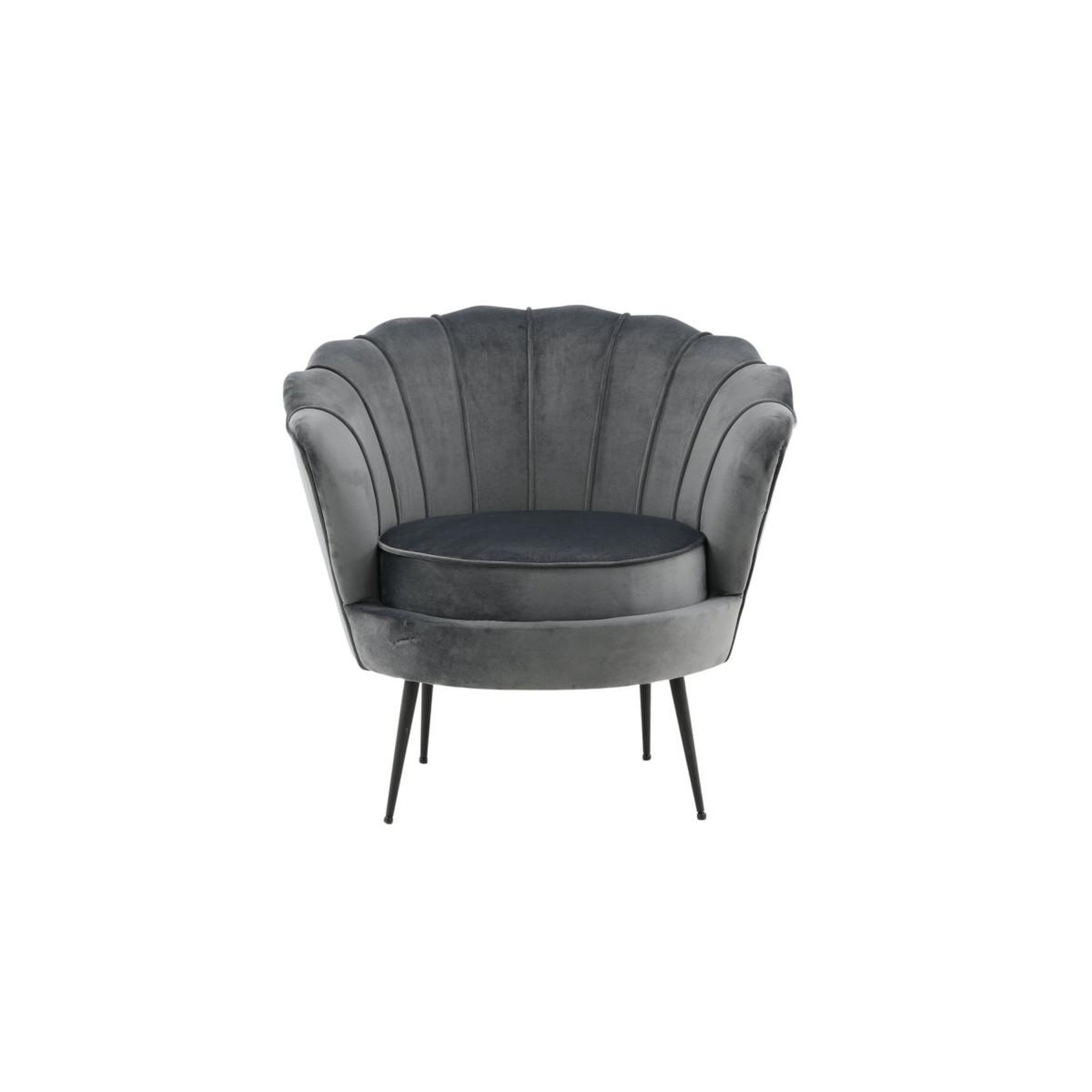 Voir la diapositive 2 : Paris Prix Fauteuil coquillage en velours  calais  83cm gris foncé