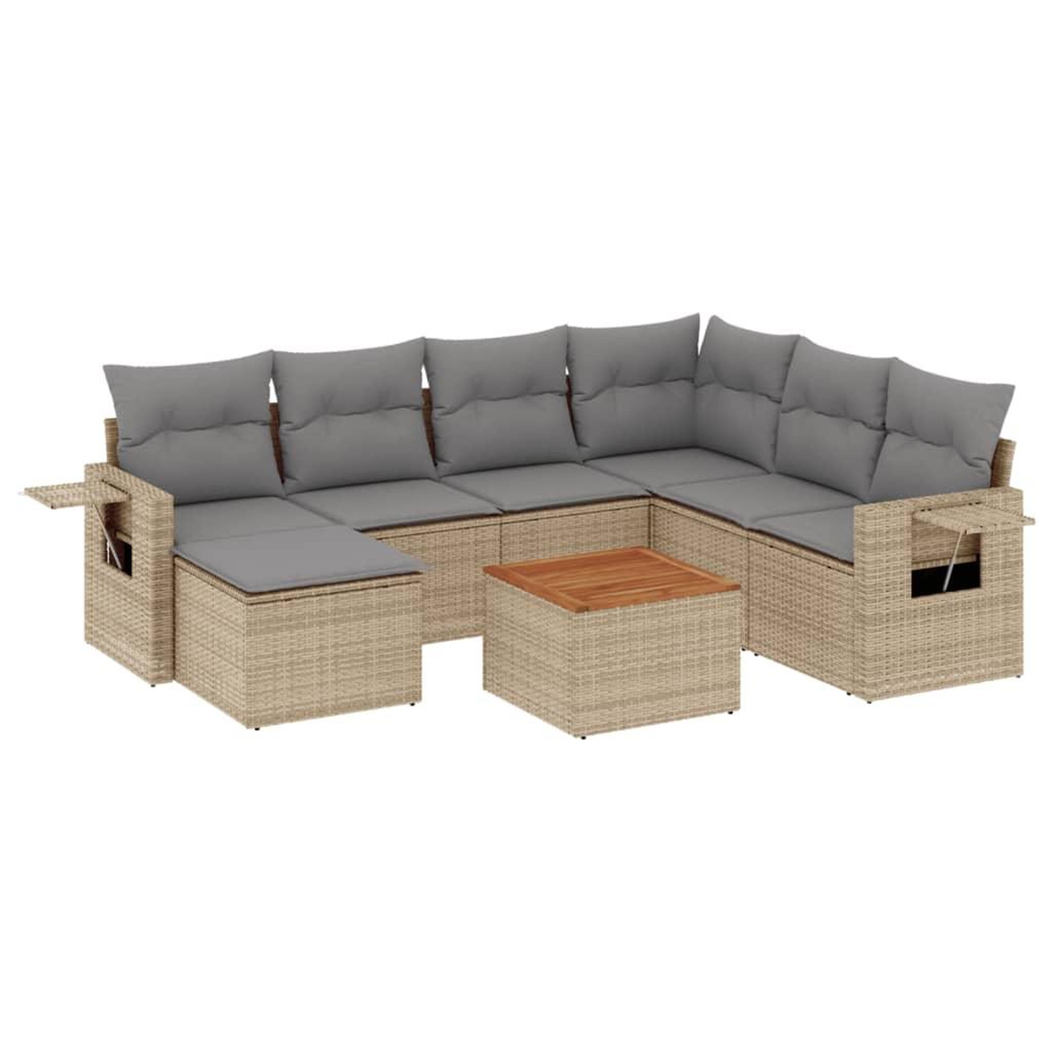 Voir la diapositive 2 : VIDAXL Salon de jardin avec coussins 8pcs melange beige resine tressee