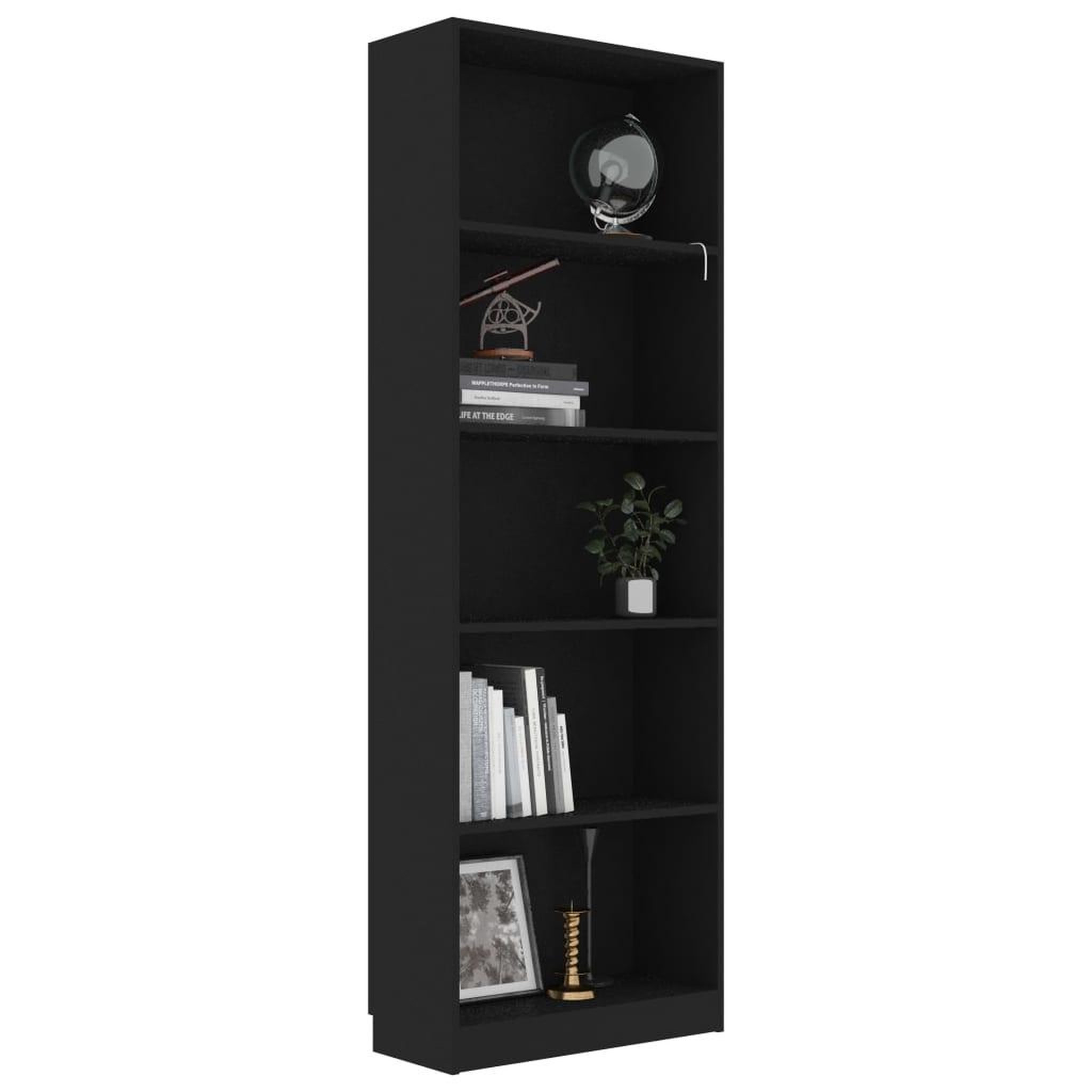 Voir la diapositive 3 : VIDAXL Bibliotheque a 5 niveaux Noir 60x24x175 cm Bois d'ingenierie