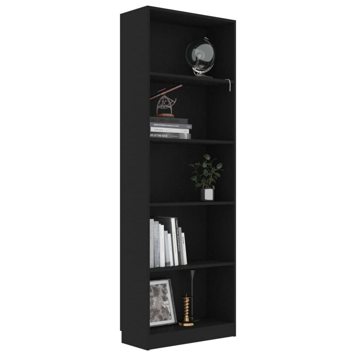 VIDAXL Bibliotheque a 5 niveaux Noir 60x24x175 cm Bois d'ingenierie