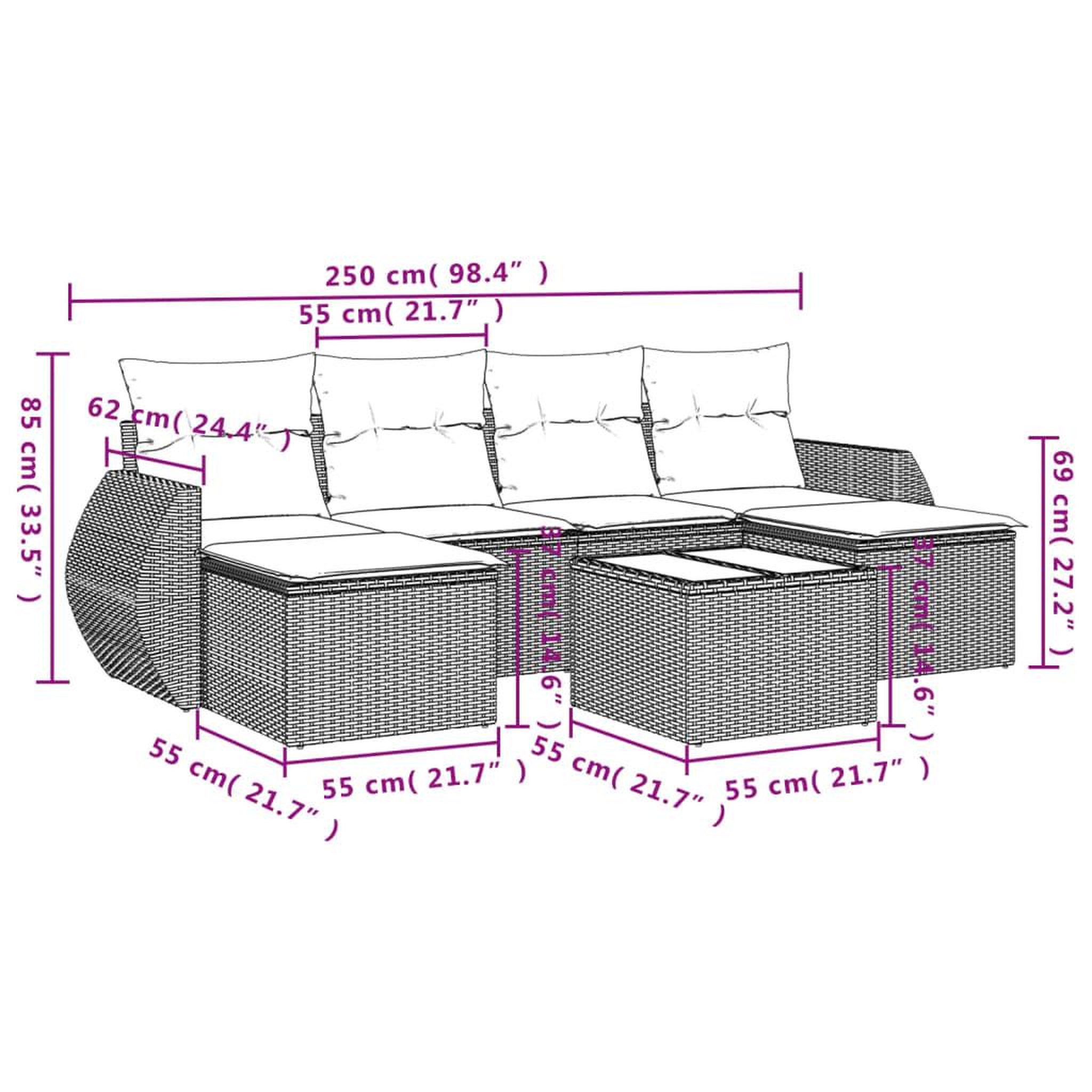 Voir la diapositive 3 : VIDAXL Salon de jardin avec coussins 7 pcs beige resine tressee