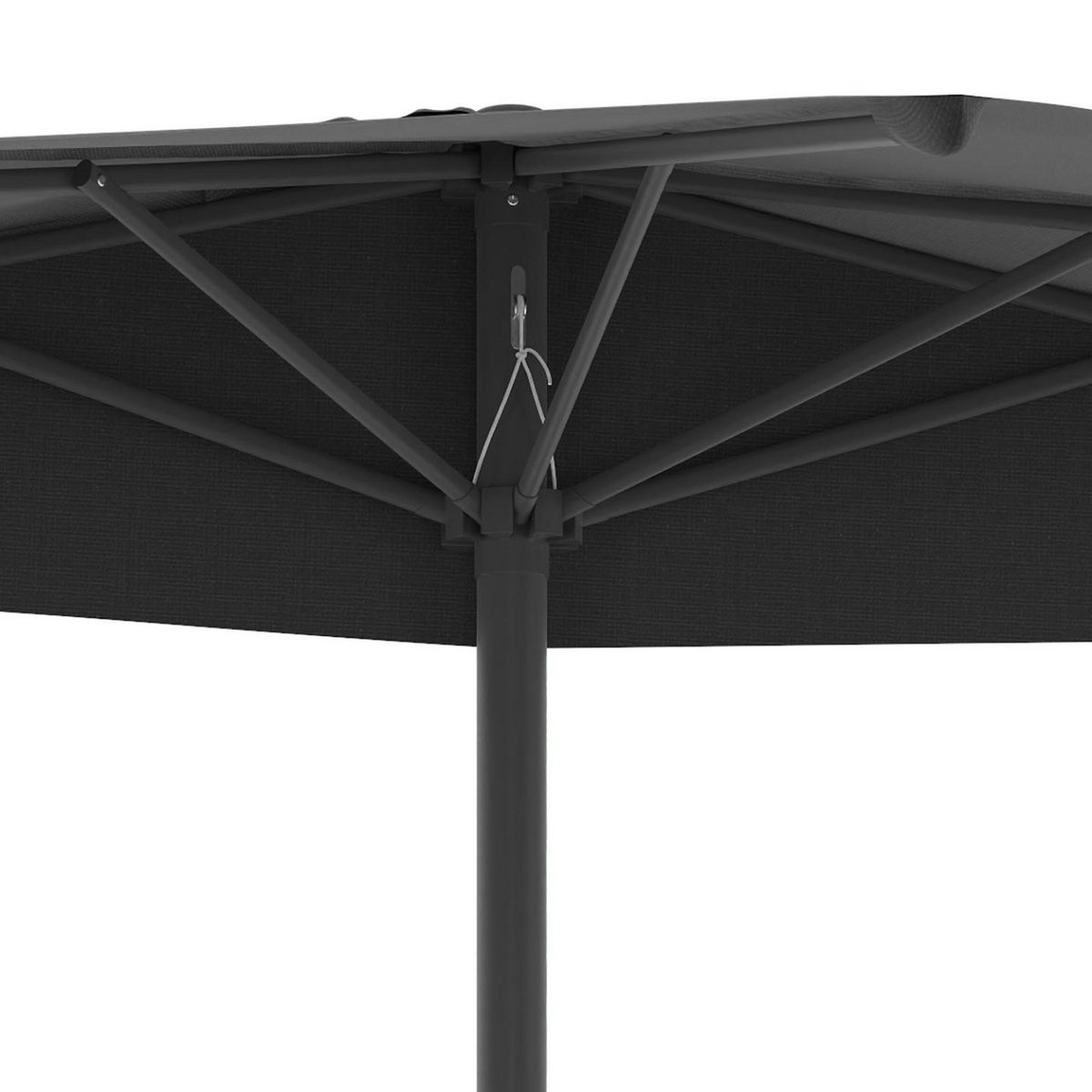 ID MARKET Demi parasol de balcon CORTE gris 2,7x1,35 M avec housse