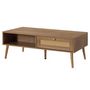 Voir la diapositive 5 : BEST MOBILIER Goto - table basse - effet bois et cannage - 1 tiroir et 1 niche - 110 cm