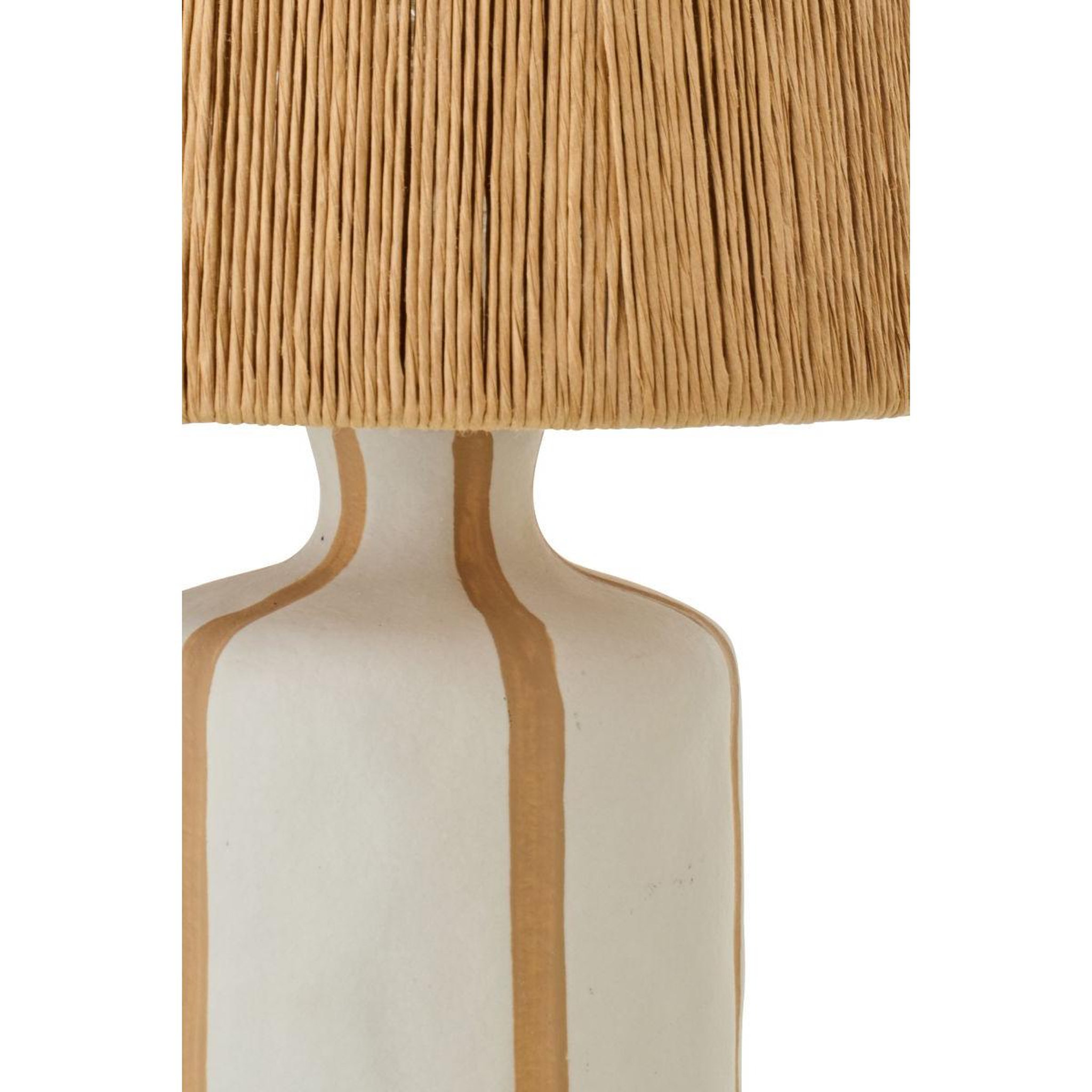 Voir la diapositive 2 : J-LINE Lampe à poser à rayures  irvin  34cm naturel & blanc