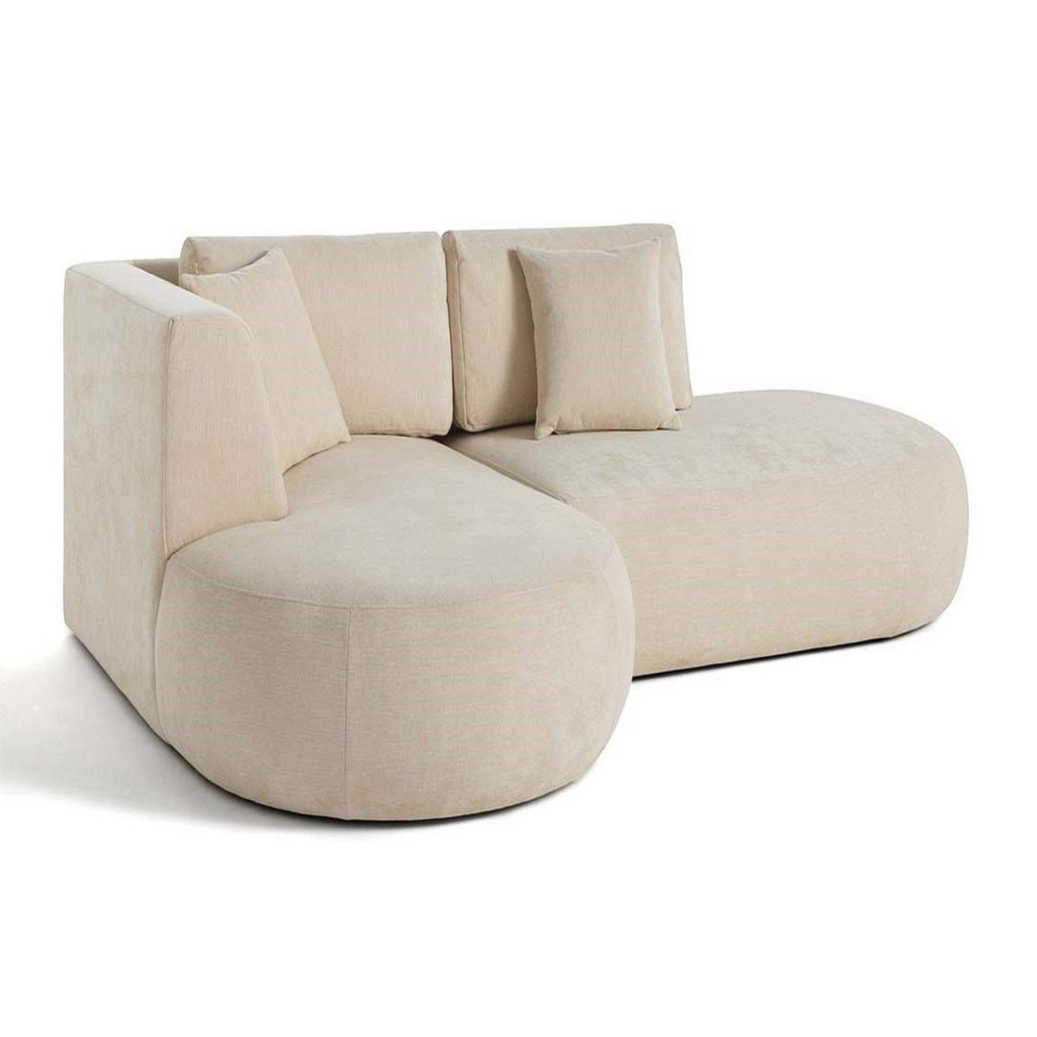 Voir la diapositive 4 : LISA DESIGN Santorini - canapé modulable d'angle gauche + pouf - 4 places - en tissu texturé