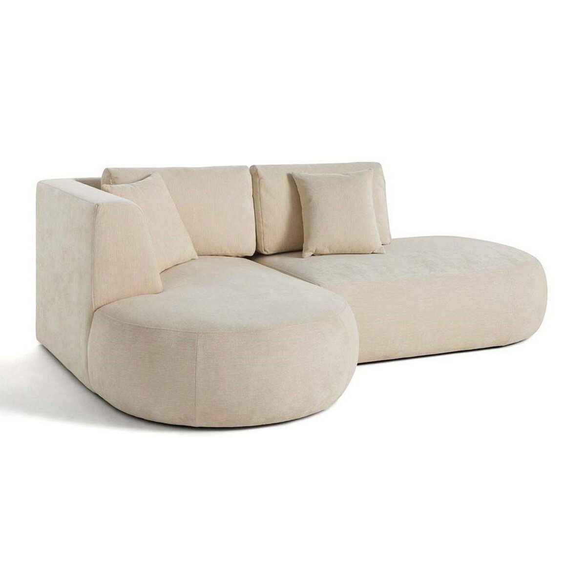 LISA DESIGN Santorini - canapé modulable d'angle gauche + pouf - 4 places - en tissu texturé