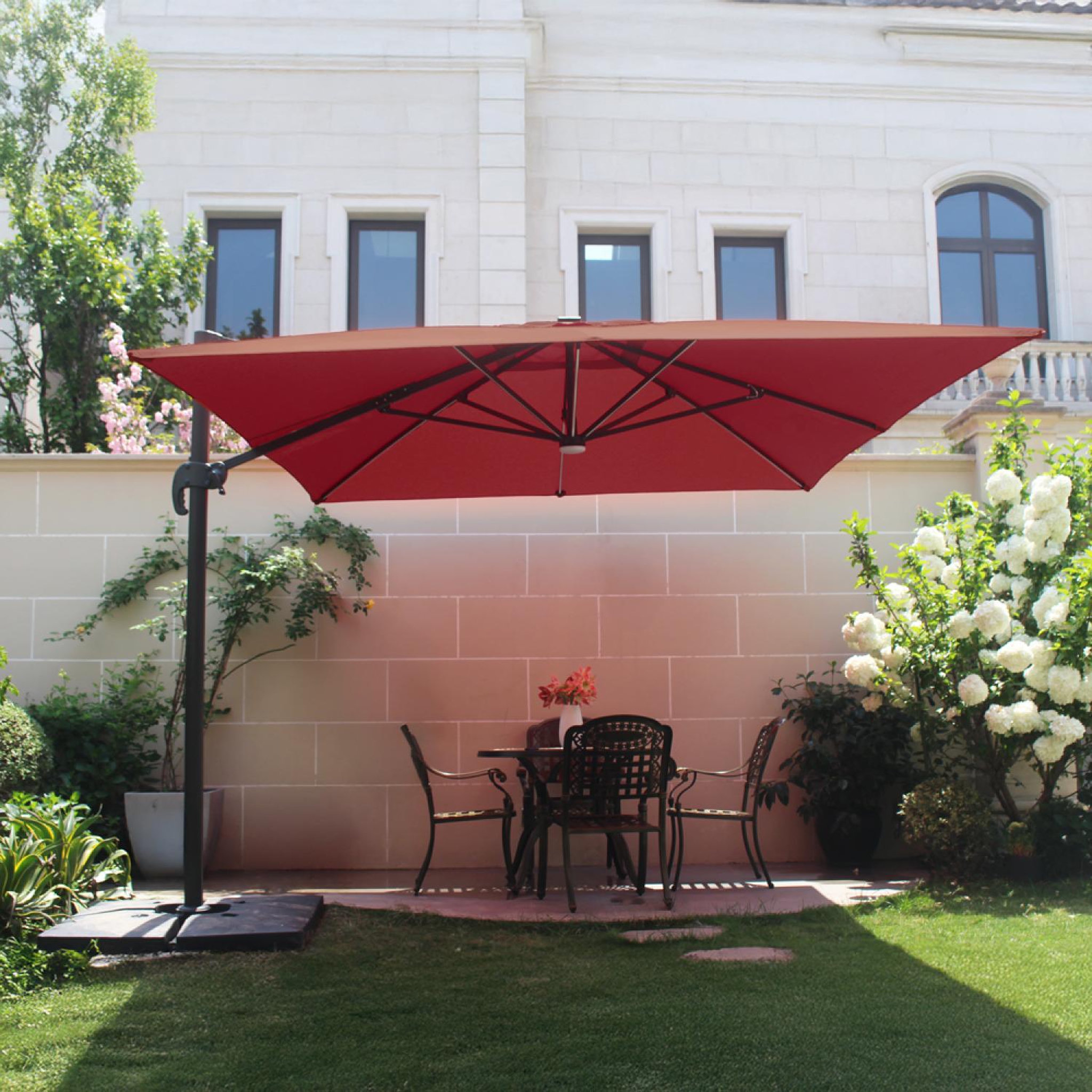 Voir la diapositive 2 : CONCEPT USINE Parasol  terracotta droit rectangle 395 x 295 m rotatif à 360 led CALVIA