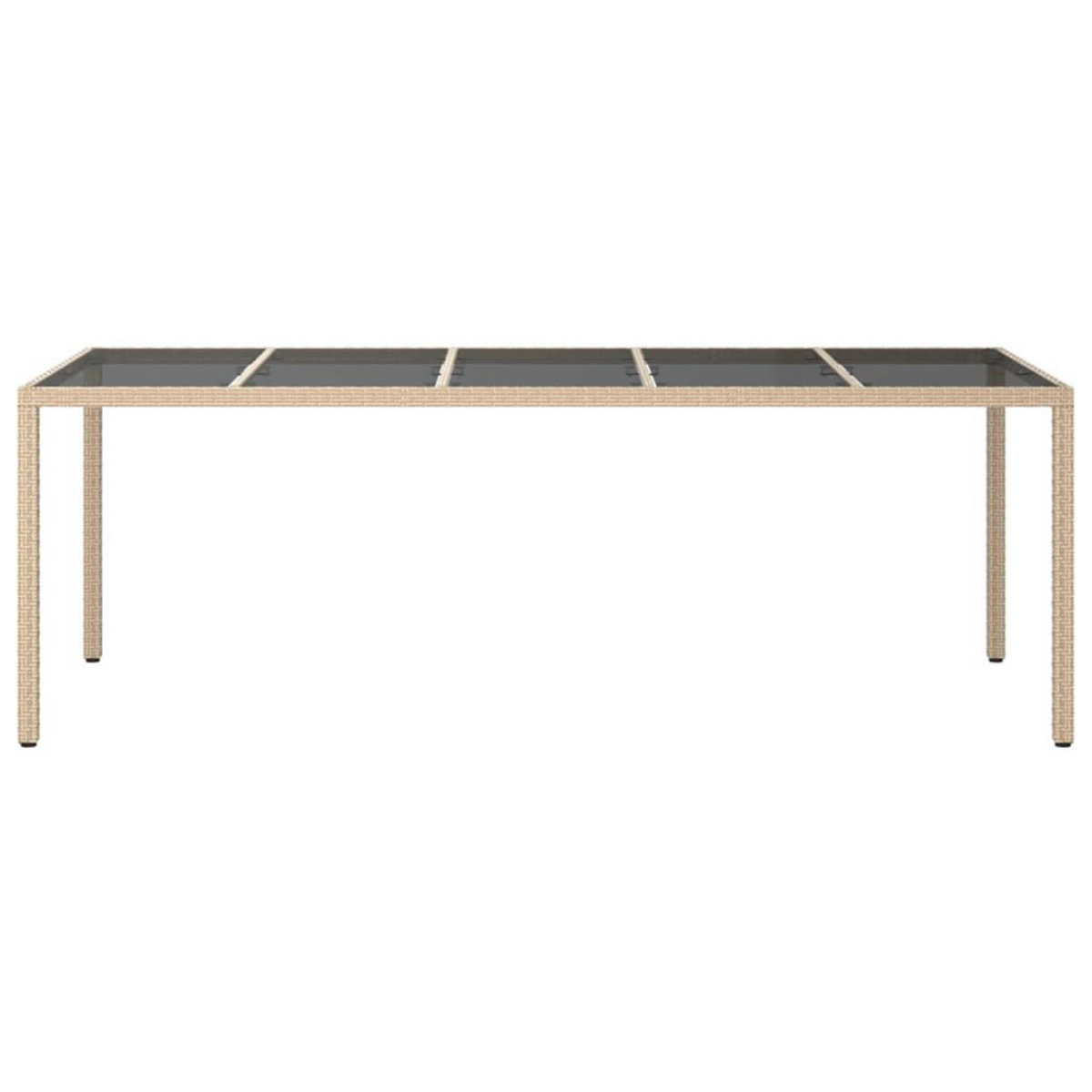 VIDAXL Table de jardin Beige 250x100x75 cm Verre trempe et poly rotin