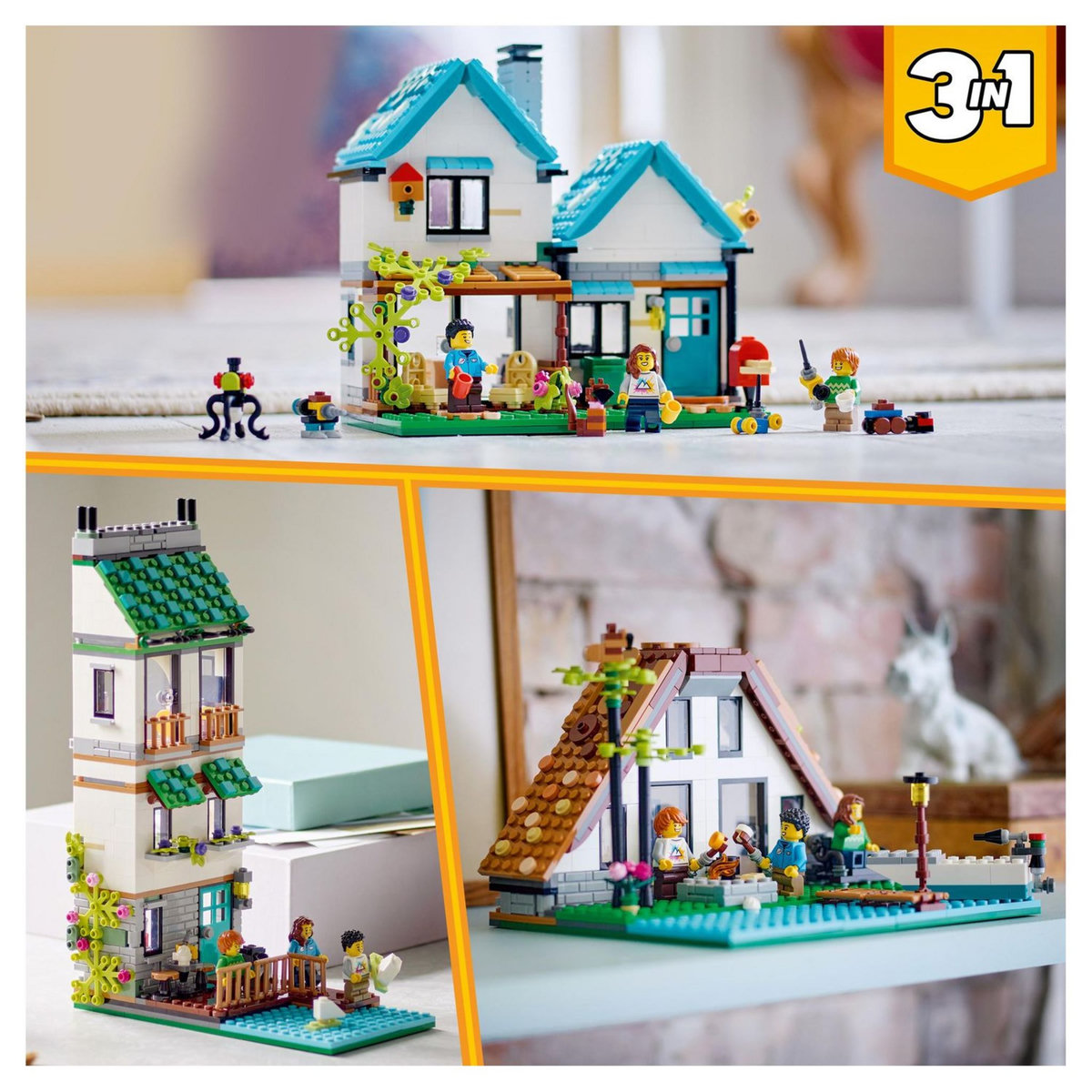 LEGO Creator 31139 - La maison accueillante Kit de Construction de Maquettes avec 3 Habitations Différentes