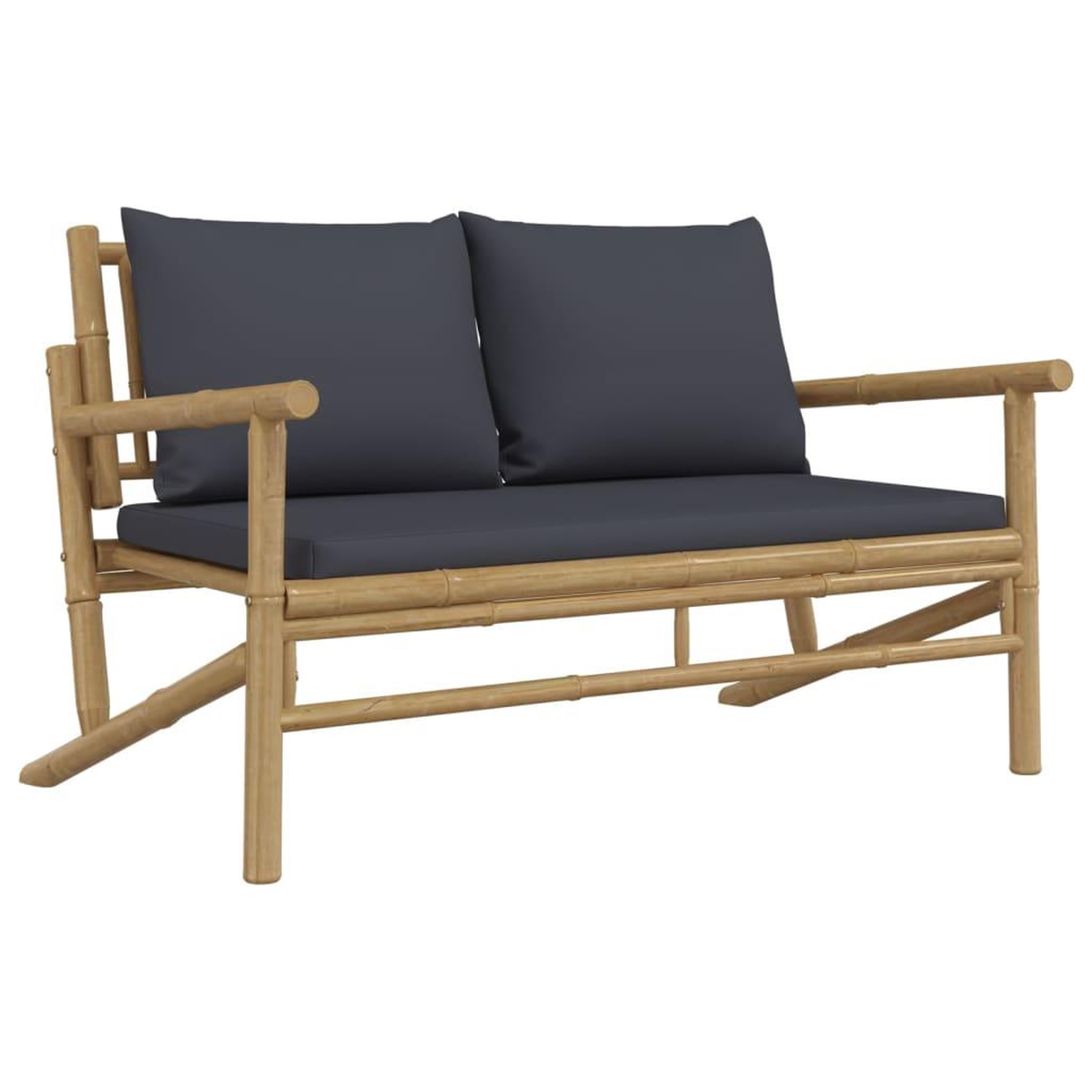 Voir la diapositive 4 : VIDAXL Salon de jardin 3 pcs avec coussins gris fonce bambou